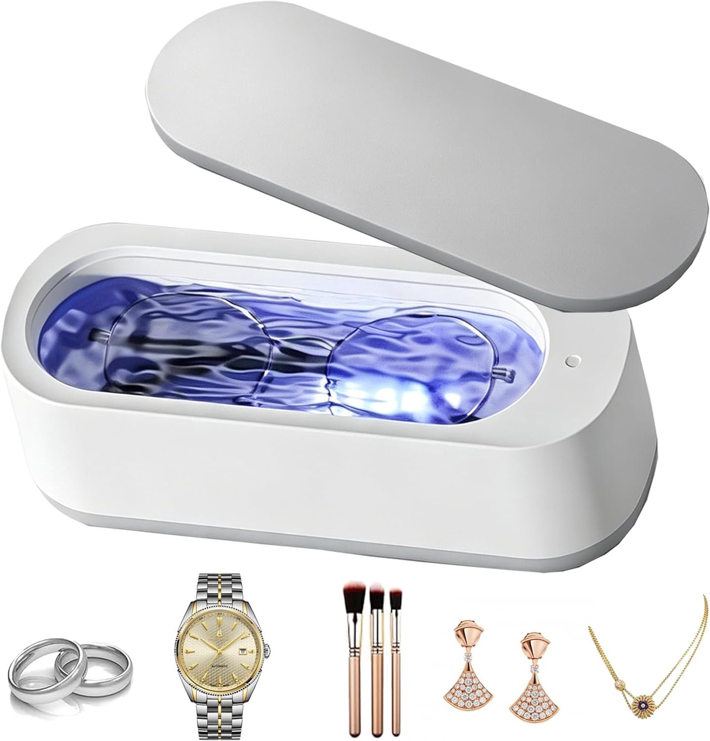 Reiniger, UV Ultrasone Reiniger, 10.000 vibraties per minuut, Ultrasoon reservoir 250 ml, MINI draagbare ultrasone reiniger voor sieraden, kunstgebitten, horloges, brillen, scheerkop