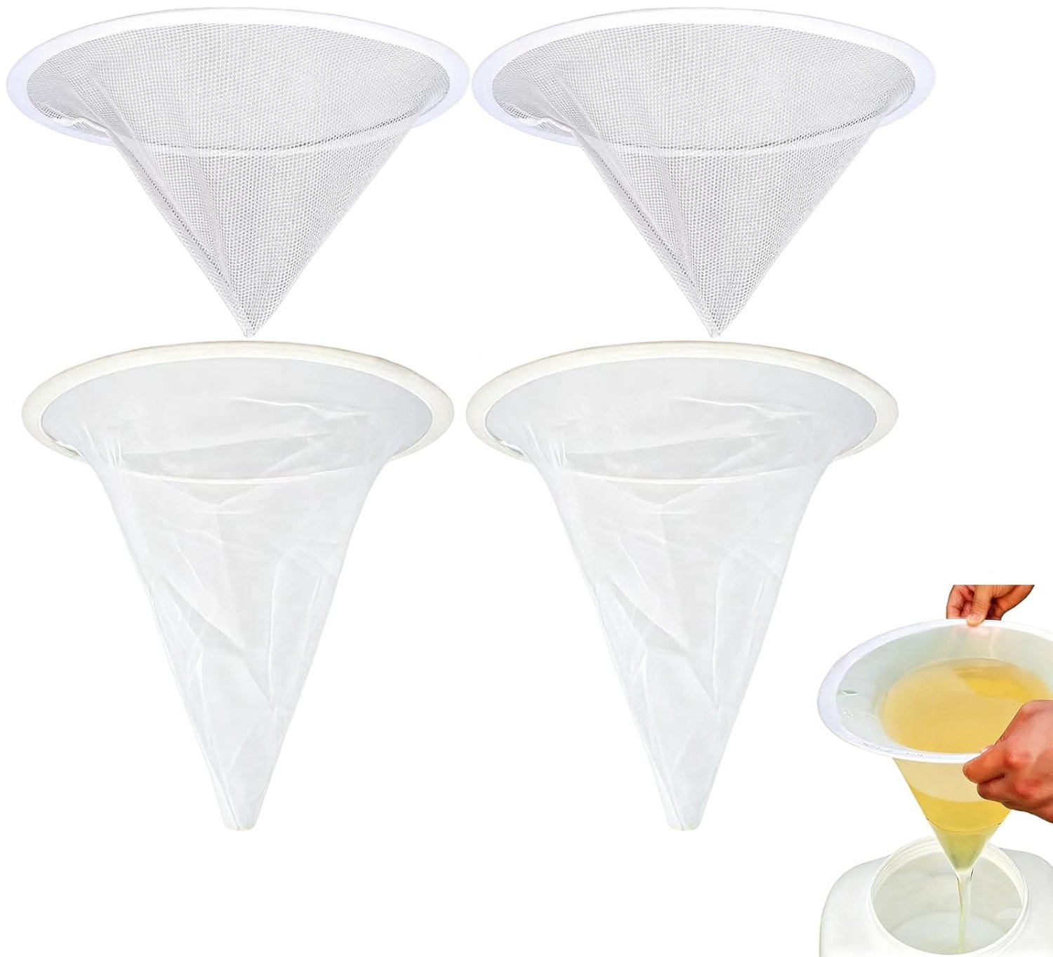 4 Stuks Nylon honingzeef, Dubbele Zeef, Honing Mesh Zeef Filter, Het is Geschikt voor Imkers en kan Worden Gebruikt om Onzuiverheden in Honing te Filteren(10/120 mesh)