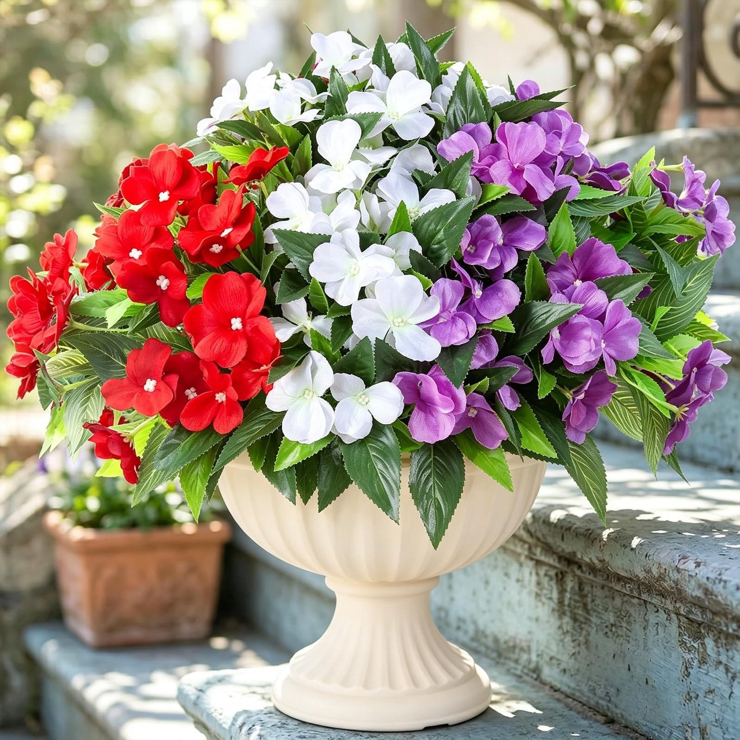 Set van 3 Kunstmatige Impatiens Bloemen voor Tuin Decoratie