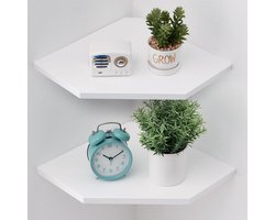 Set van 2 Wandplanken van Massief Eikenhout, 33,5 cm, Wit - Ideaal voor Opslag en Decoratie
