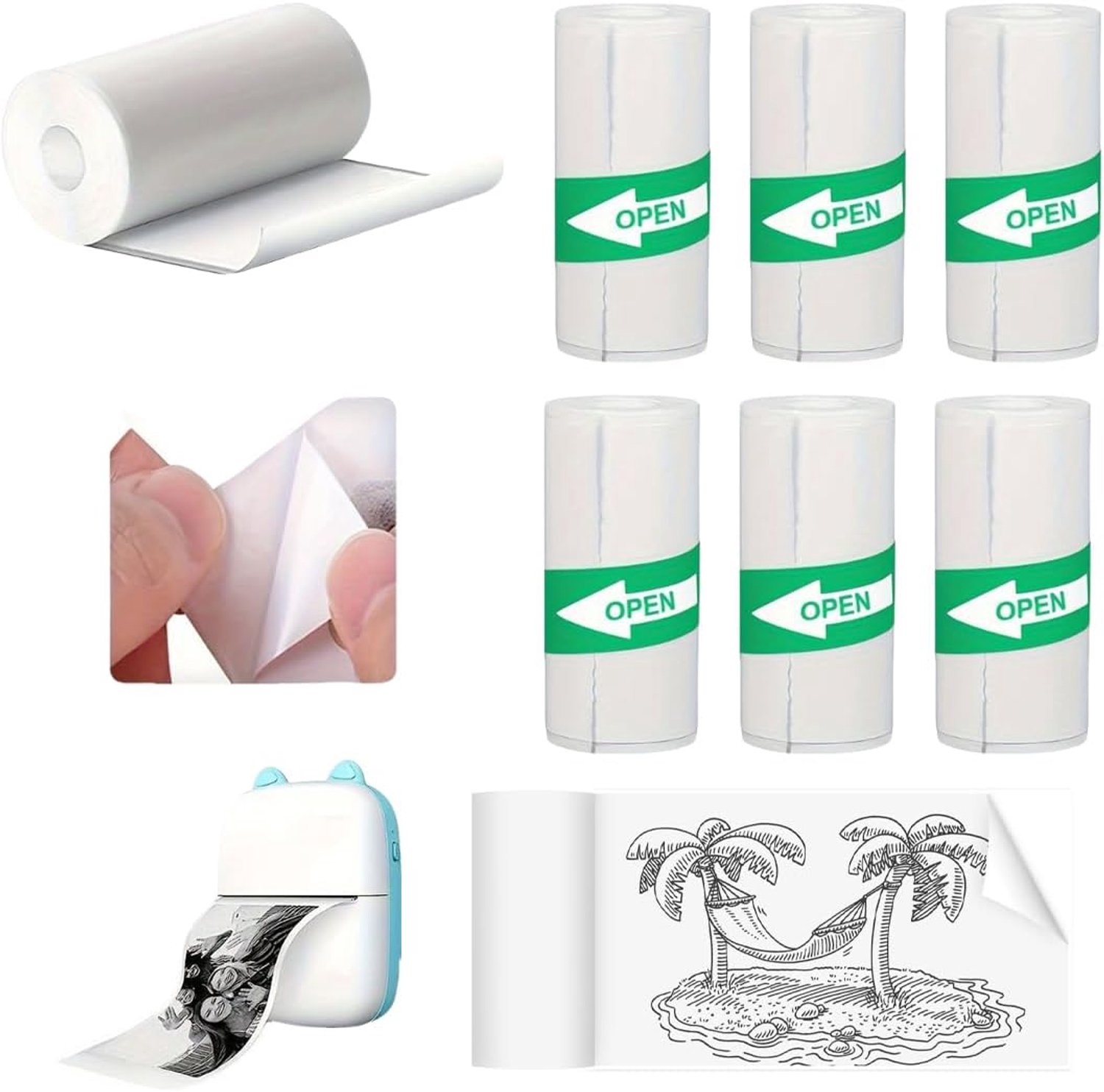 Zelfklevend thermisch papier 57 x 25 mm - 6 rollen - duurzaam - ideaal voor instant camera - Homevero