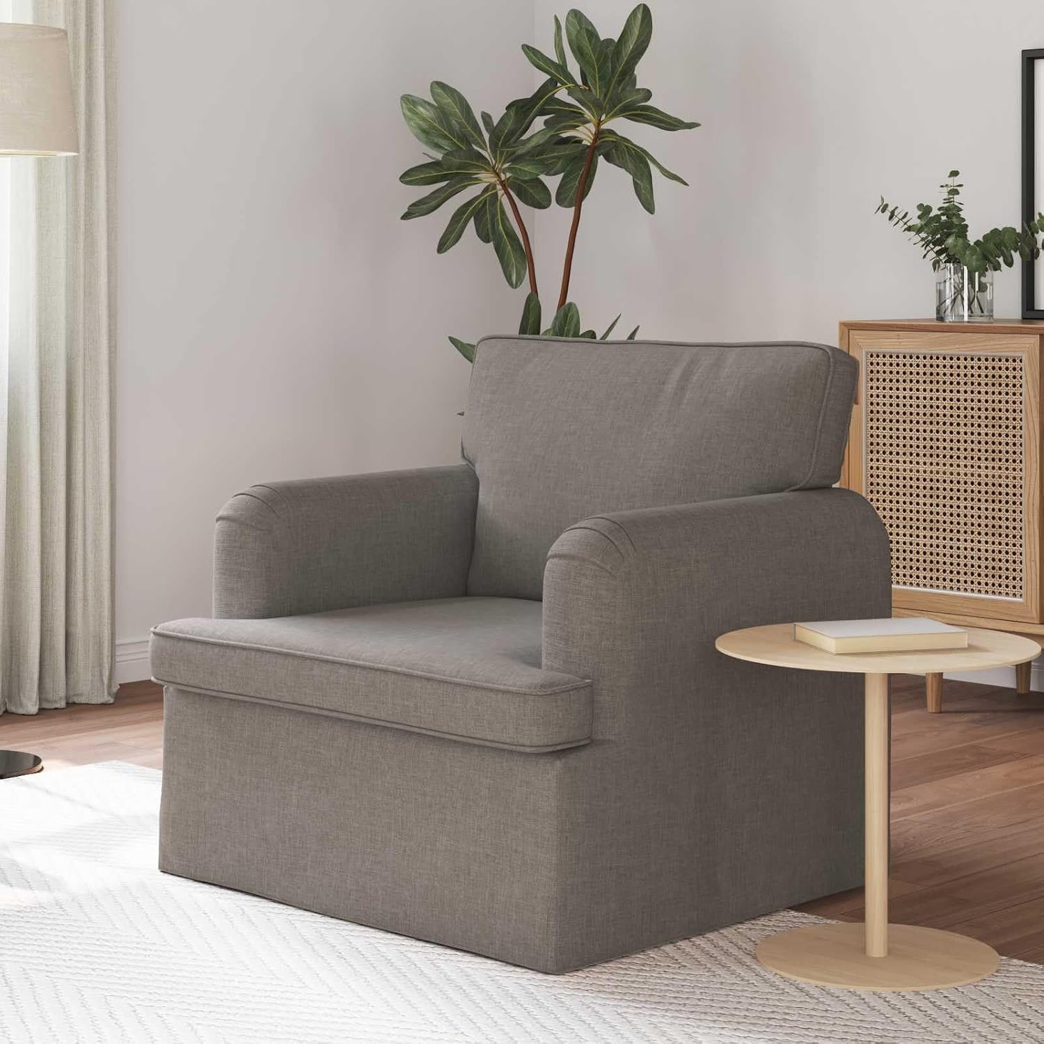 Woonlandschap sofa taupe 84 x 80 x 85 cm stof met metalen frame en ademende materialen voor woonkamer en slaapkamer