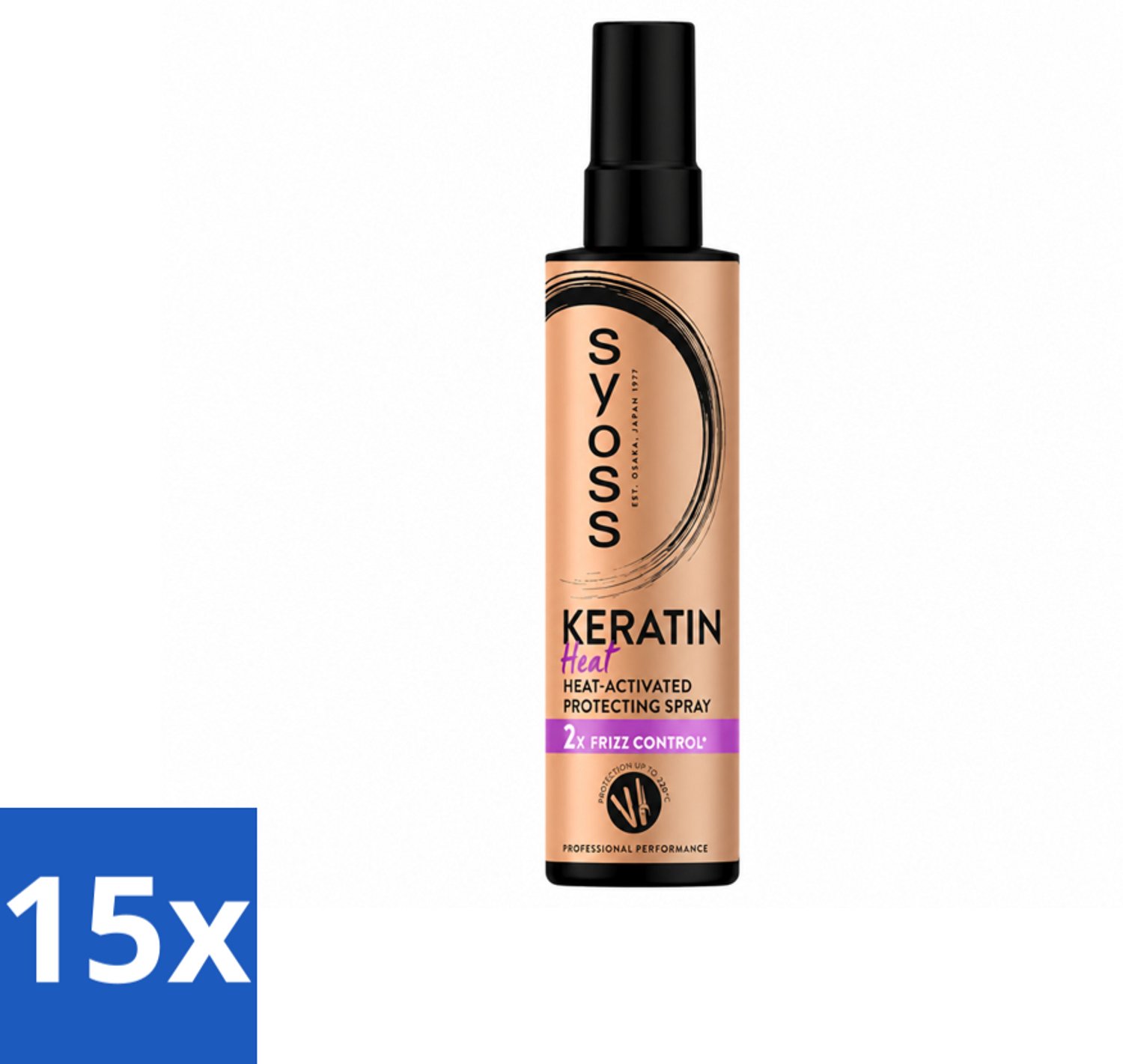 15 x Syoss - Keratin - Heatprotection Spray - Tot 220°C Bescherming - 200 ml - Voordeelverpakking - 15 stuks