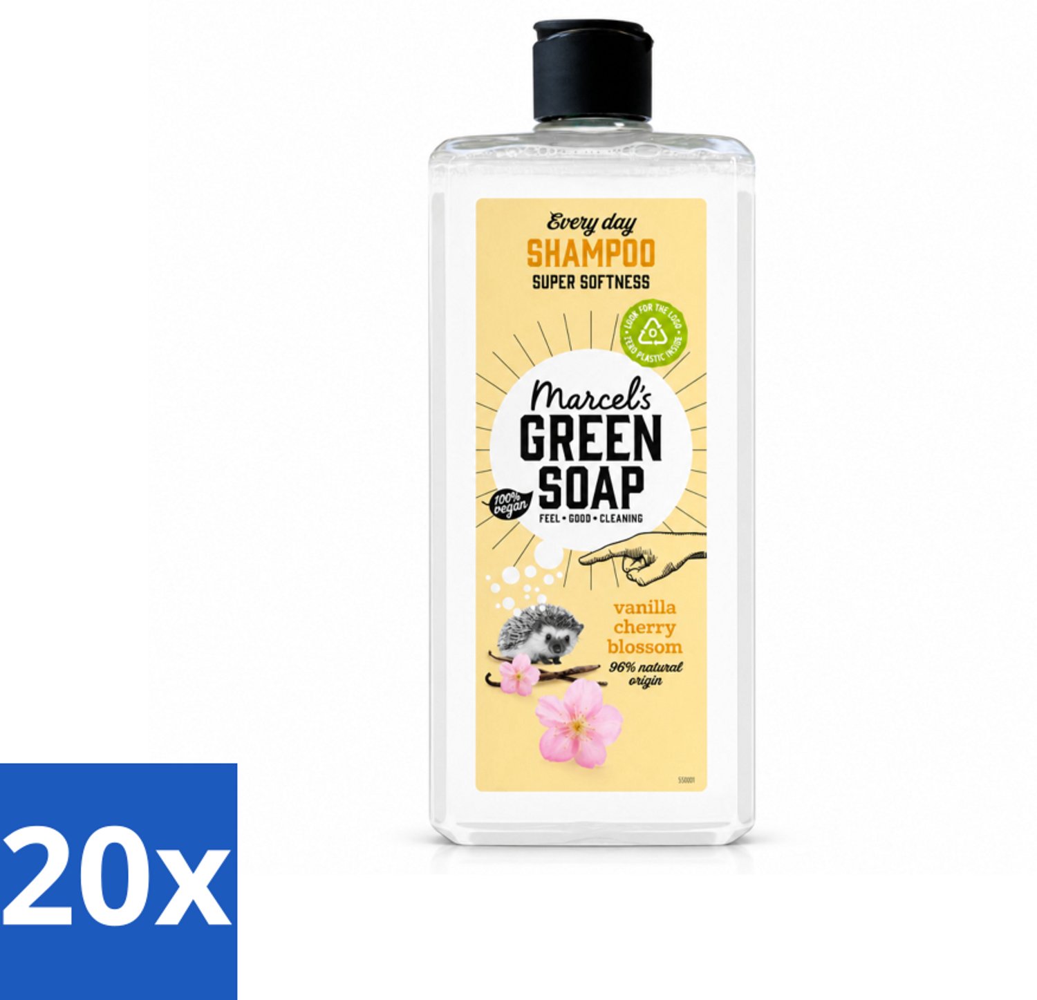 20 x Marcel's Green Soap - Every Day Shampoo - Vanilla & Cherry Blossom - Versterkt & verzorgt - 300 ml - Voordeelverpakking - 20 stuks