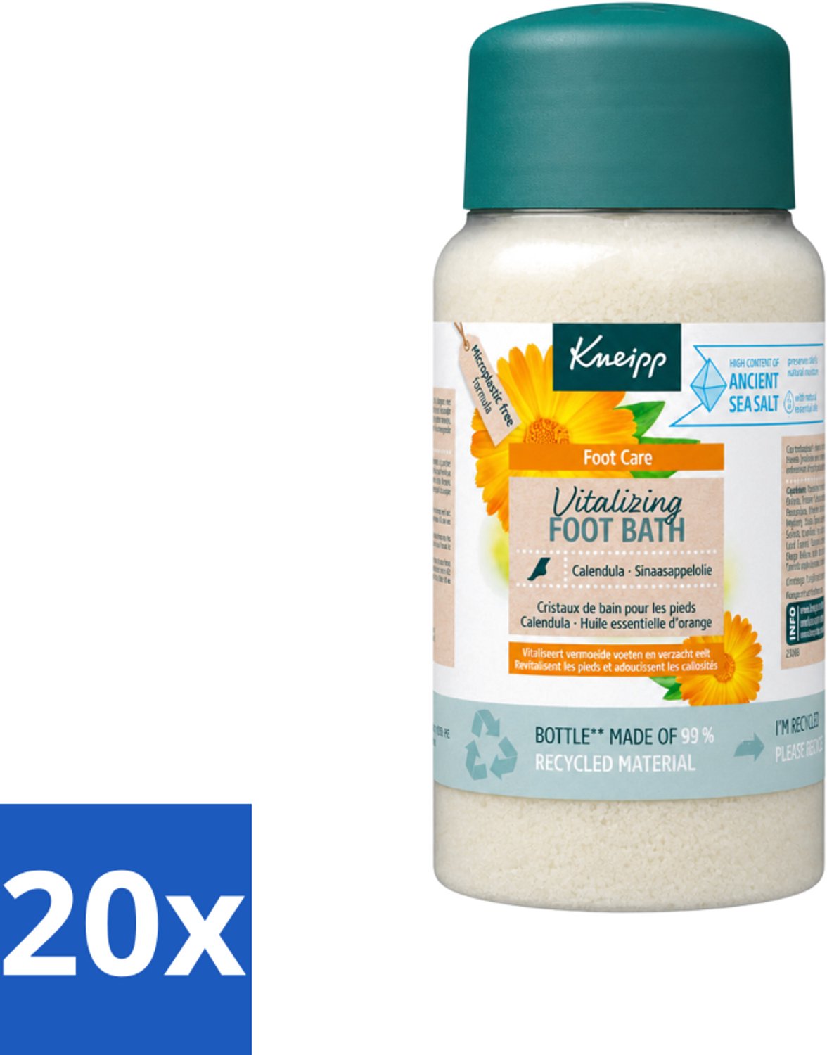 20 x Kneipp - Voetbadzout - Vitalizing - Citrusgeur - 600 g - Voordeelverpakking - 20 stuks