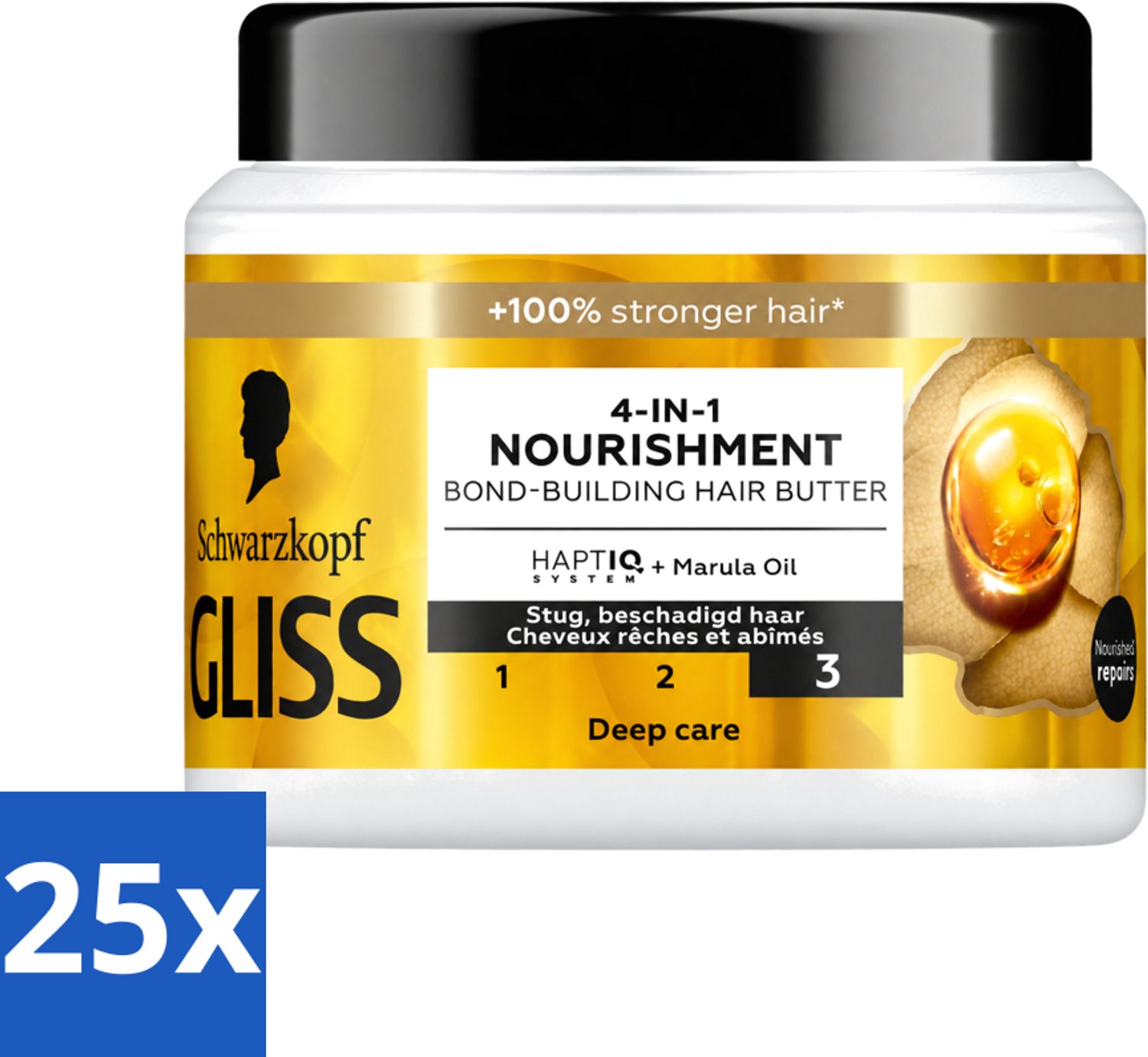 25 x Gliss - Haarmasker - 4in-1 Hair Butter - Voor Intensieve Herstelverzorging - 400 ml - Voordeelverpakking - 25 stuks