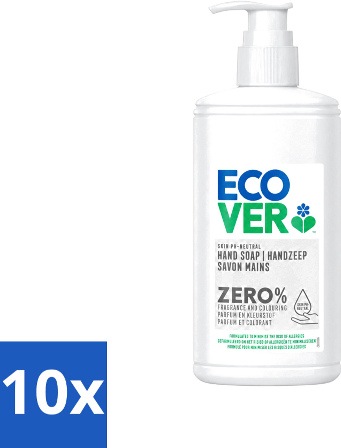 10 x Ecover - Handzeep ZERO - Parfumvrij - 250 ml - Voordeelverpakking - 10 stuks