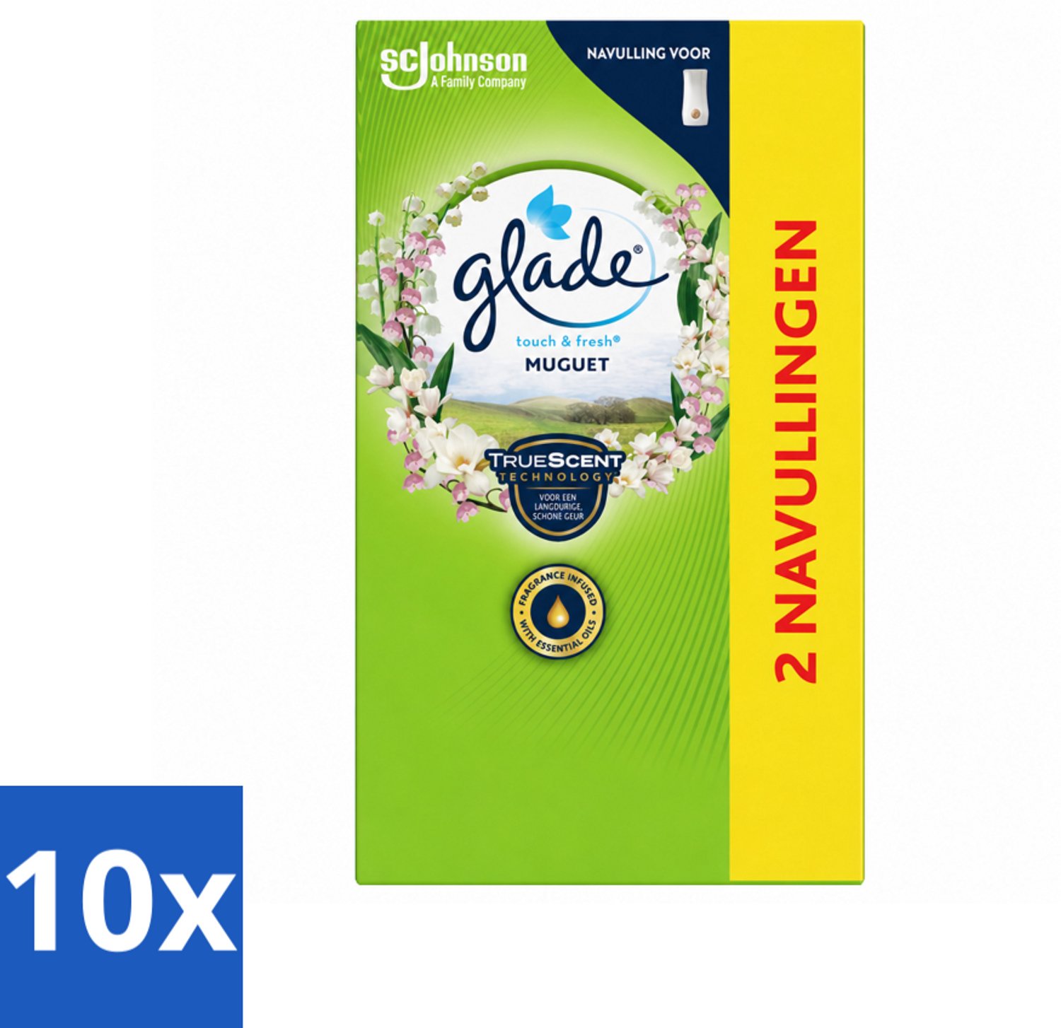 10 x Glade - Touch & Fresh Navulling - Lelietje-van-dalen - 2 × 10 ml - Voordeelverpakking - 10 stuks
