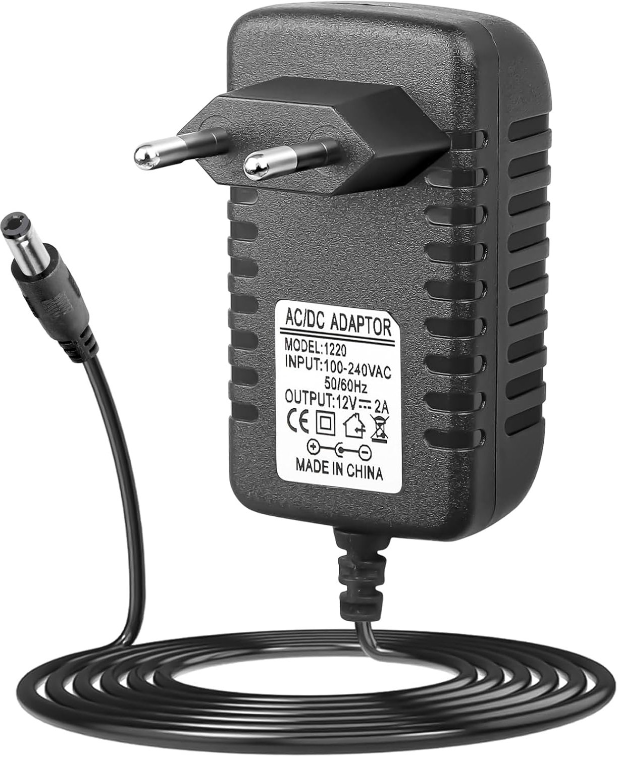 12 V DC voeding, 12 V gitaarpedaal voeding, 12 volt 2000 mA oplaadkabel voor piano keyboard, gitaareffecten pedaal adapter middelgrote negatieve elektrode