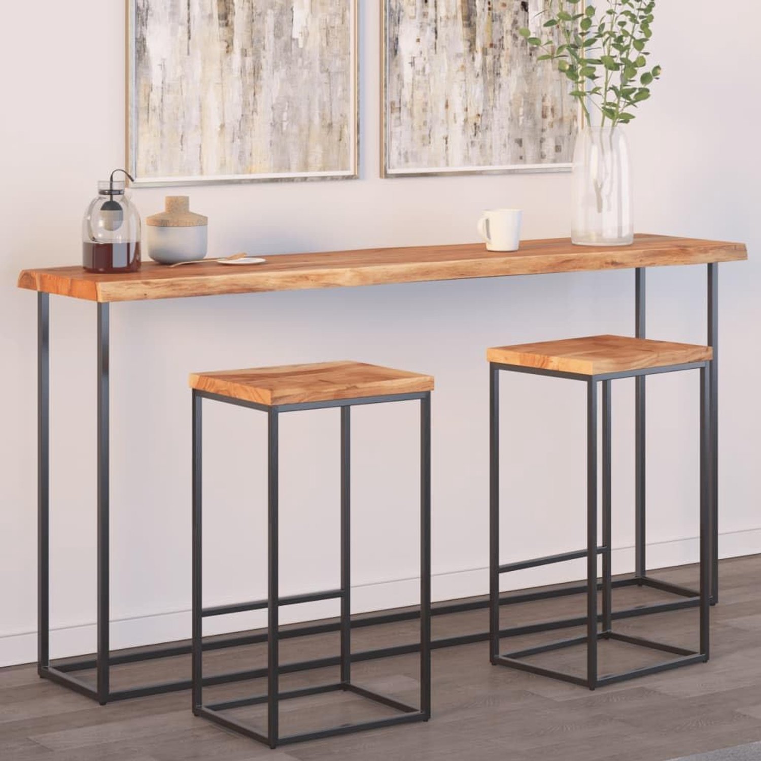 Vervangingsplaat voor tafel, houten tafelblad, vervangend tafelblad, geschikt voor eetkamer, café, hotel, restaurant, 180 x 40 x 2,5 cm, rechthoekig, massief hout, acacia, boomrand