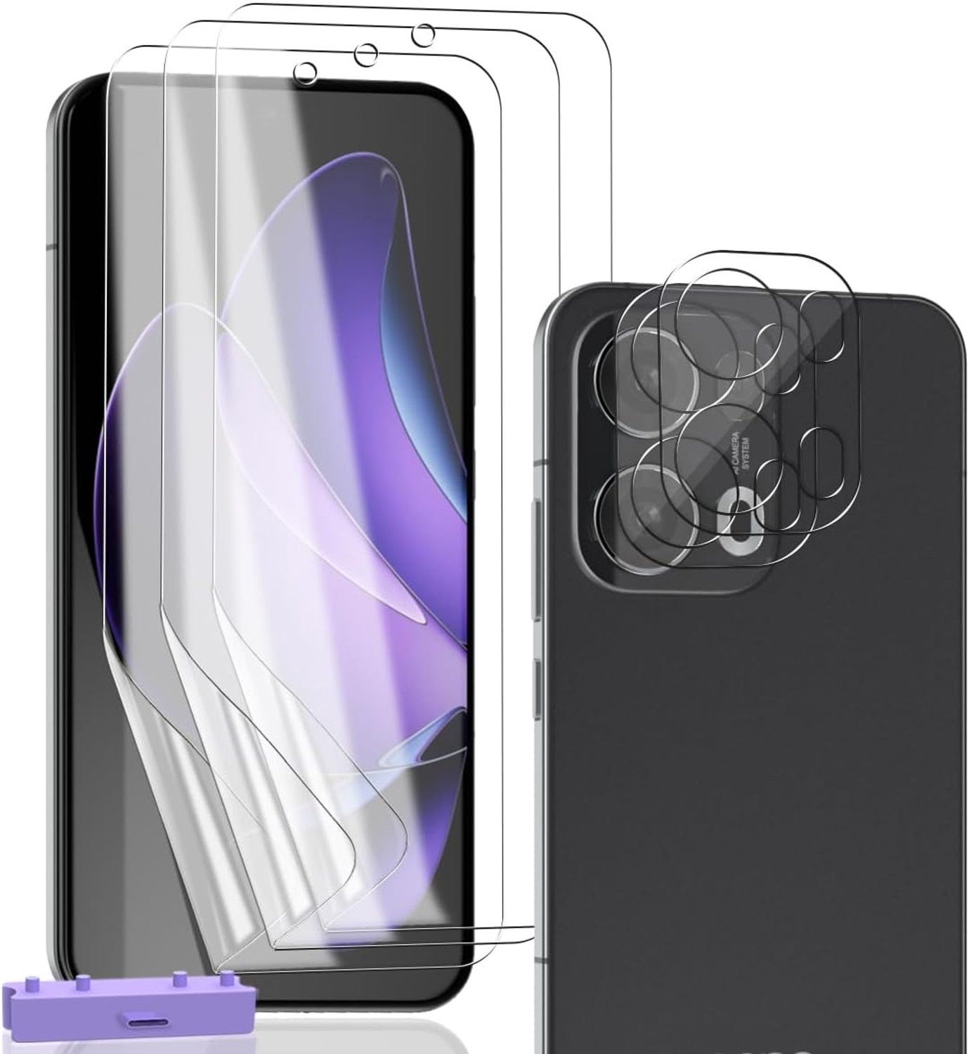 3 + 2 stuks displaybeschermfolie voor Oppo Reno 13 Pro, flexibele folie en gehard glas voor camera, krasbestendig, eenvoudige installatie, volledige afdekking van het scherm