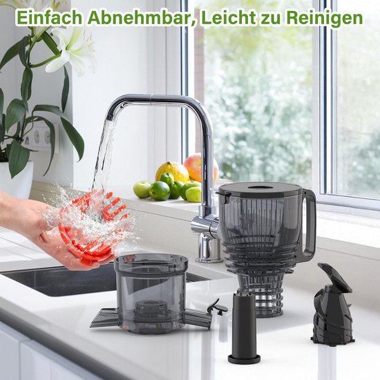 Slow Juicer voor Fruit en Groenten met 148mm Voedingstuit in Zwart — afbeelding 4