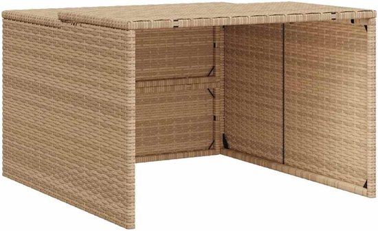 Garage voor robotmaaier, van polyrotan, 86 x 90 x 52/57 cm, grasmaaier, beschermhuisje weerbestendig, voor robotmaaier, schuilplaats voor tuin, beige — afbeelding 2