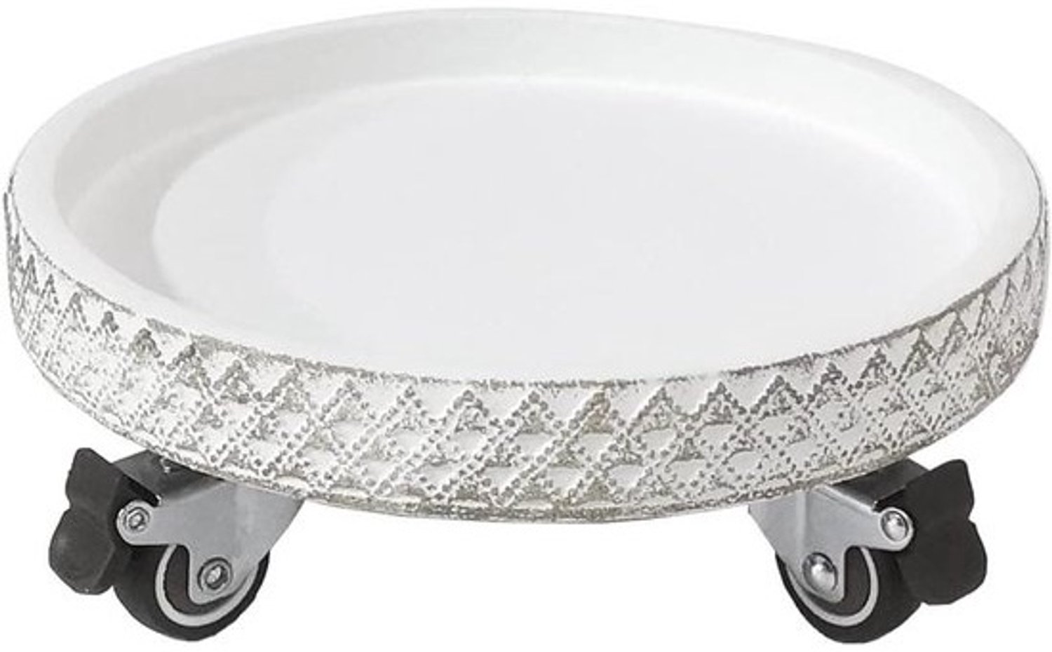 Plantenpotcaddy - Rollende plantenstandaard - Planten verplaatsen - Remwielen - 12 inch - Wit