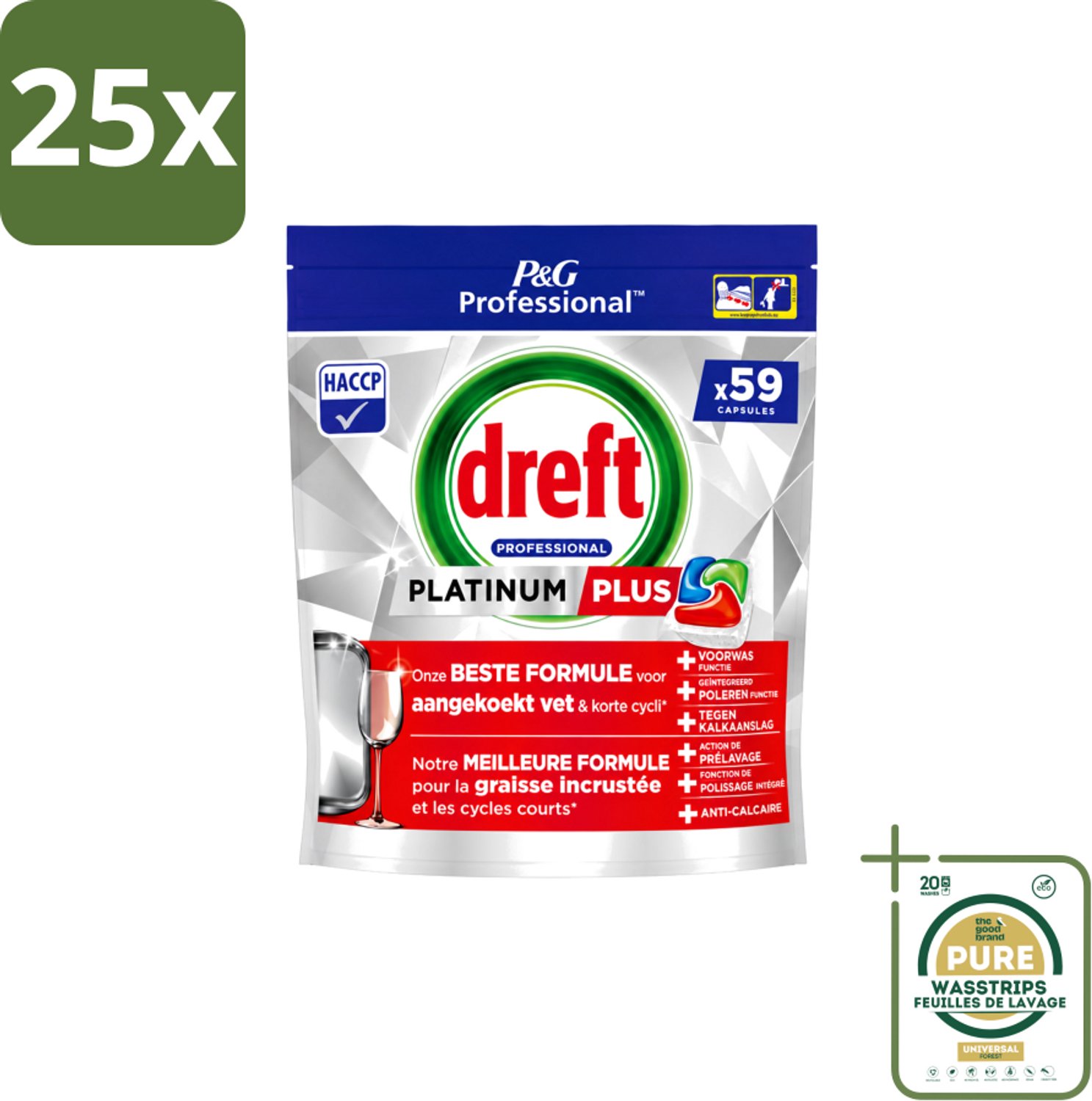 25 x Dreft – Vaatwastabletten – Platinum+ Regular – 59 Tabletten - Wasstrips - Handafwasmiddel - Handafwas - Afwasmiddel - Handafwas Product - Afwas In Keuken