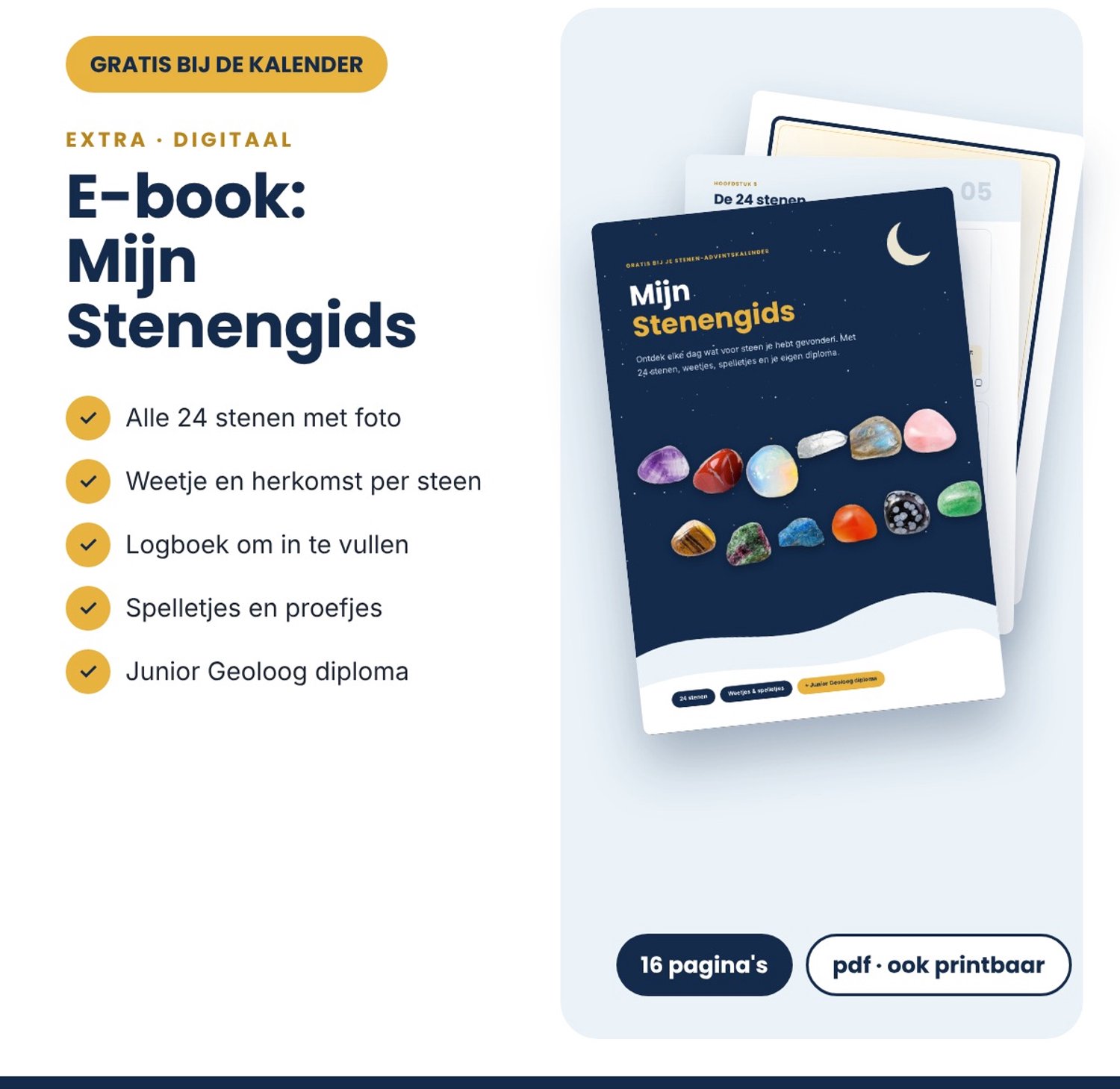 Adventskalender Kinderen 2026 – 24 Echte Edelstenen & Mineralen – Incl. Gratis Stenengids (e-book) – Educatief Kerstcadeau voor Jongens en Meisjes – foto 3