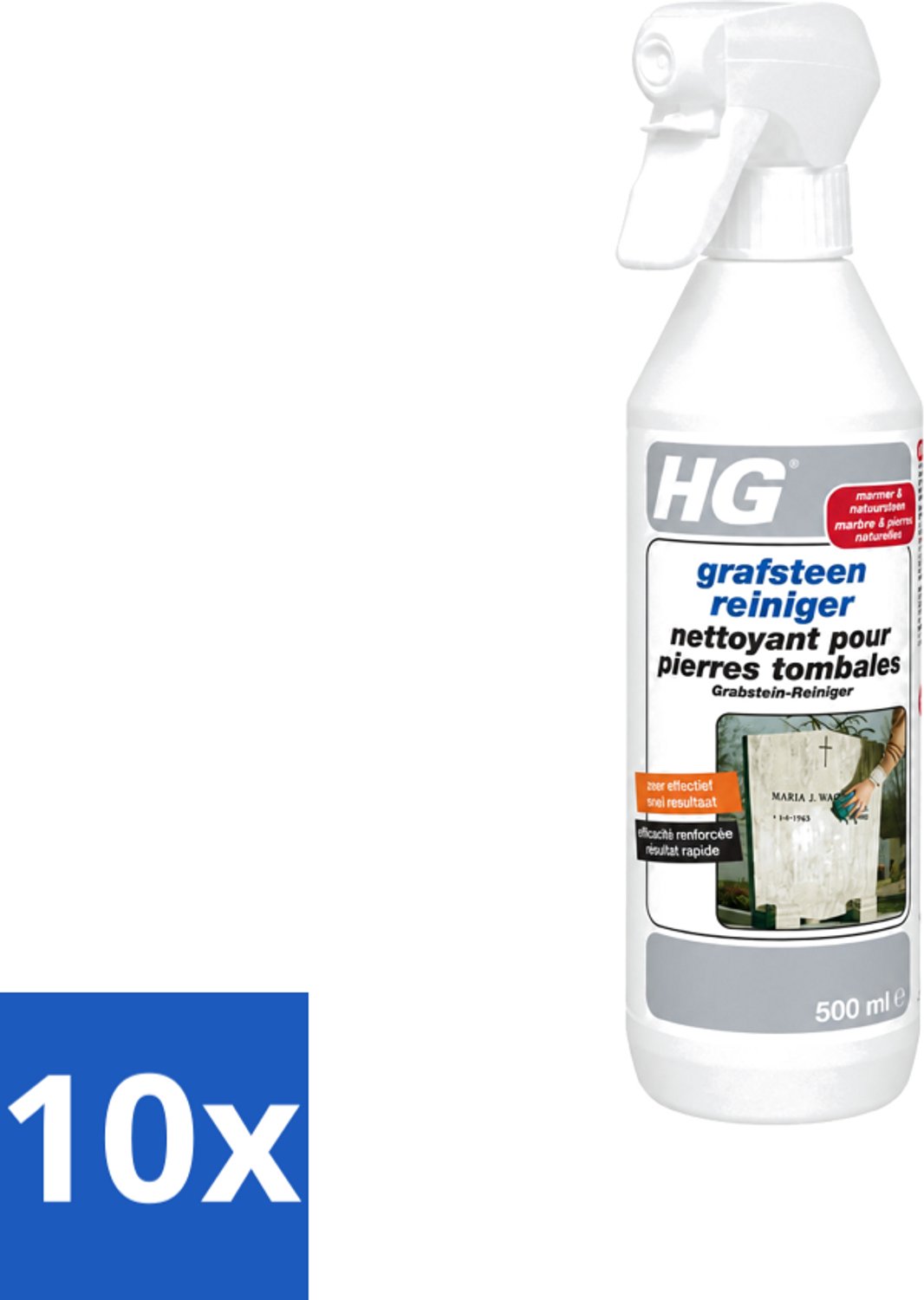 10 x HG - Grafsteenreiniger - Beschermt & Reinigt - 500 ml - Voordeelverpakking - 10 stuks