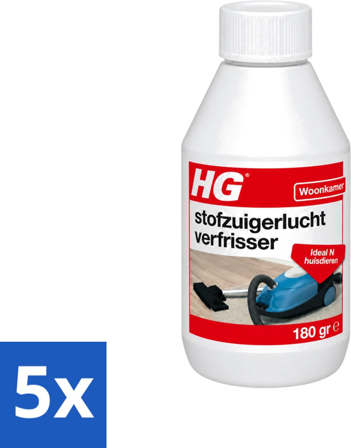 5 x HG - Stofzuigerlucht Verfrisser - Frisse Geur tijdens Stofzuigen - 180 g - Voordeelverpakking - 5 stuks