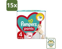 15 x Pampers – Luierbroekjes – Pants Maat 4 – 66 Luiers - Wasstrips - Luier Broekje - Luier Voor Baby - Luier Voor Peuters - Actieve Baby - Droge Luier