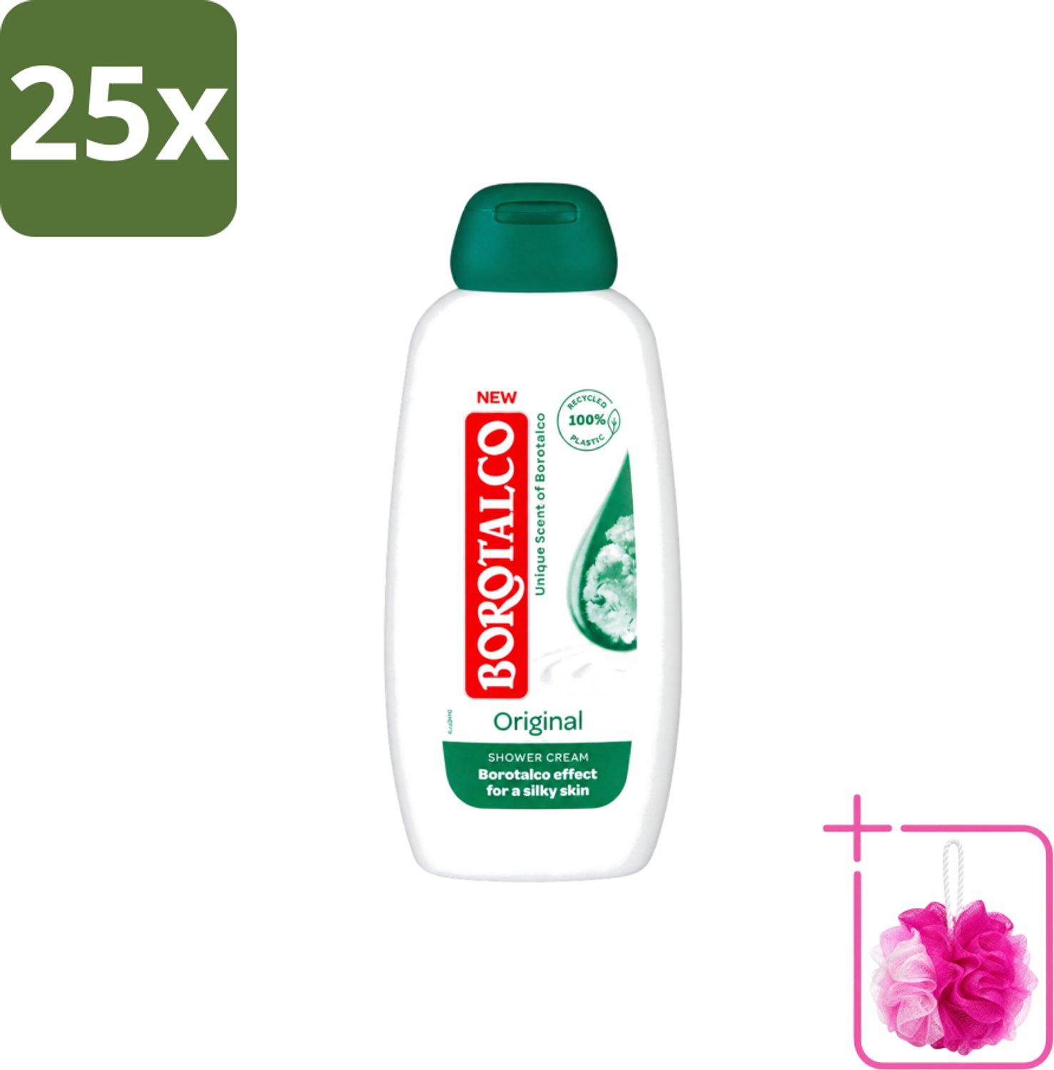 25 x Borotalco – Douchegel – Original – 250 ml - Bulkverpakking - Douchegel - Douchemop - Borotalco