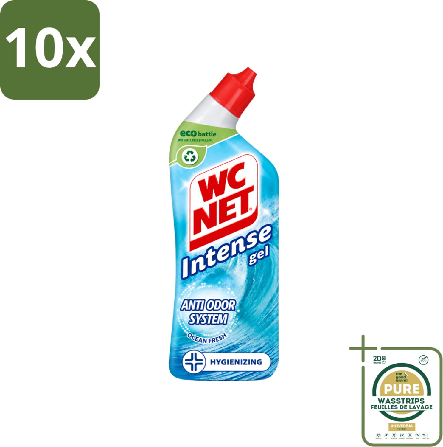 10 x WC Net - Toiletreiniger - Gel - Ocean Fresh - Verwijderd Geuren - 750 ml - Wasstrips - WC Net - Toilet Reinigen - Geur Verwijderen - Oceaangeur - Anti-geur
