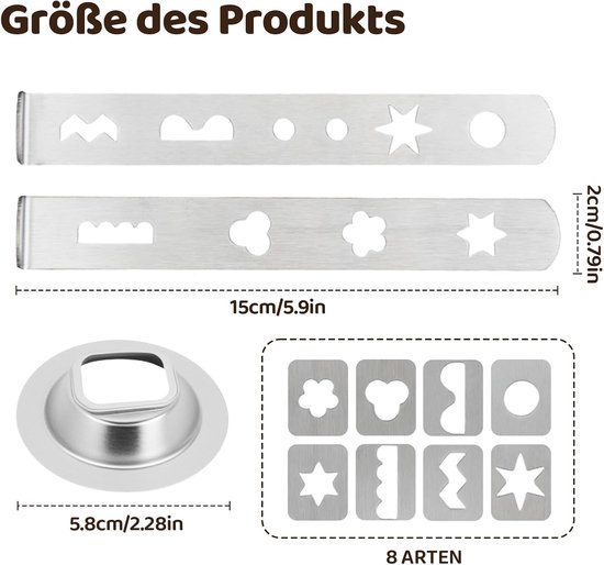 RVS Cookie Attachment met Verbinding Ring - 8 Patroon Spuitmond voor Vleesmolens, Perfect voor Taarten en Koekjes maken — afbeelding 5