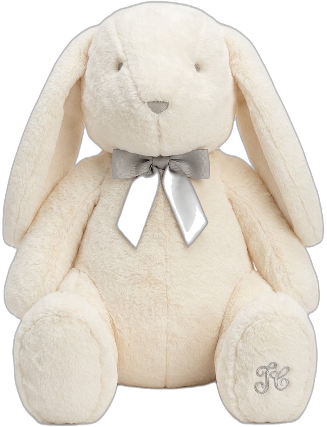 Timmy crèmewit knuffelkonijn met grijze strik, 35 cm