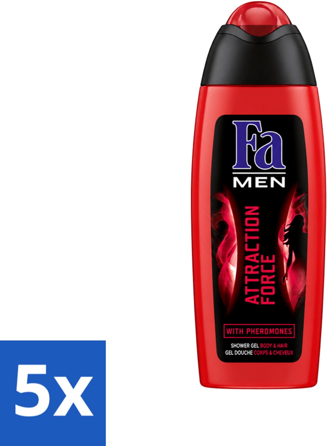 5 x Fa - Douchegel - Attraction Force - Mannen Lichaam & Haar - Bergamot & Limoen - Verfrissend - 250 ml - Voordeelverpakking - 5 stuks