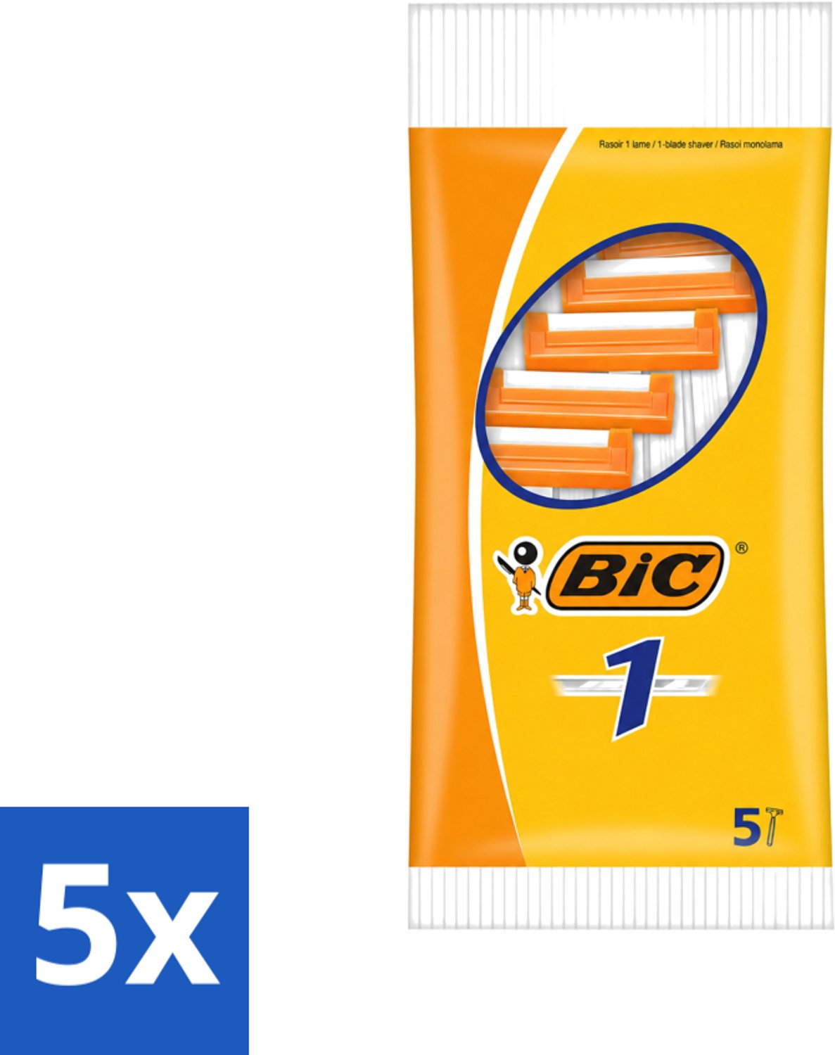 5 x Bic - Scheermesjes - Enkel Mesje - Wegwerpmesjes - 5 Scheermesjes - Voordeelverpakking - 5 stuks