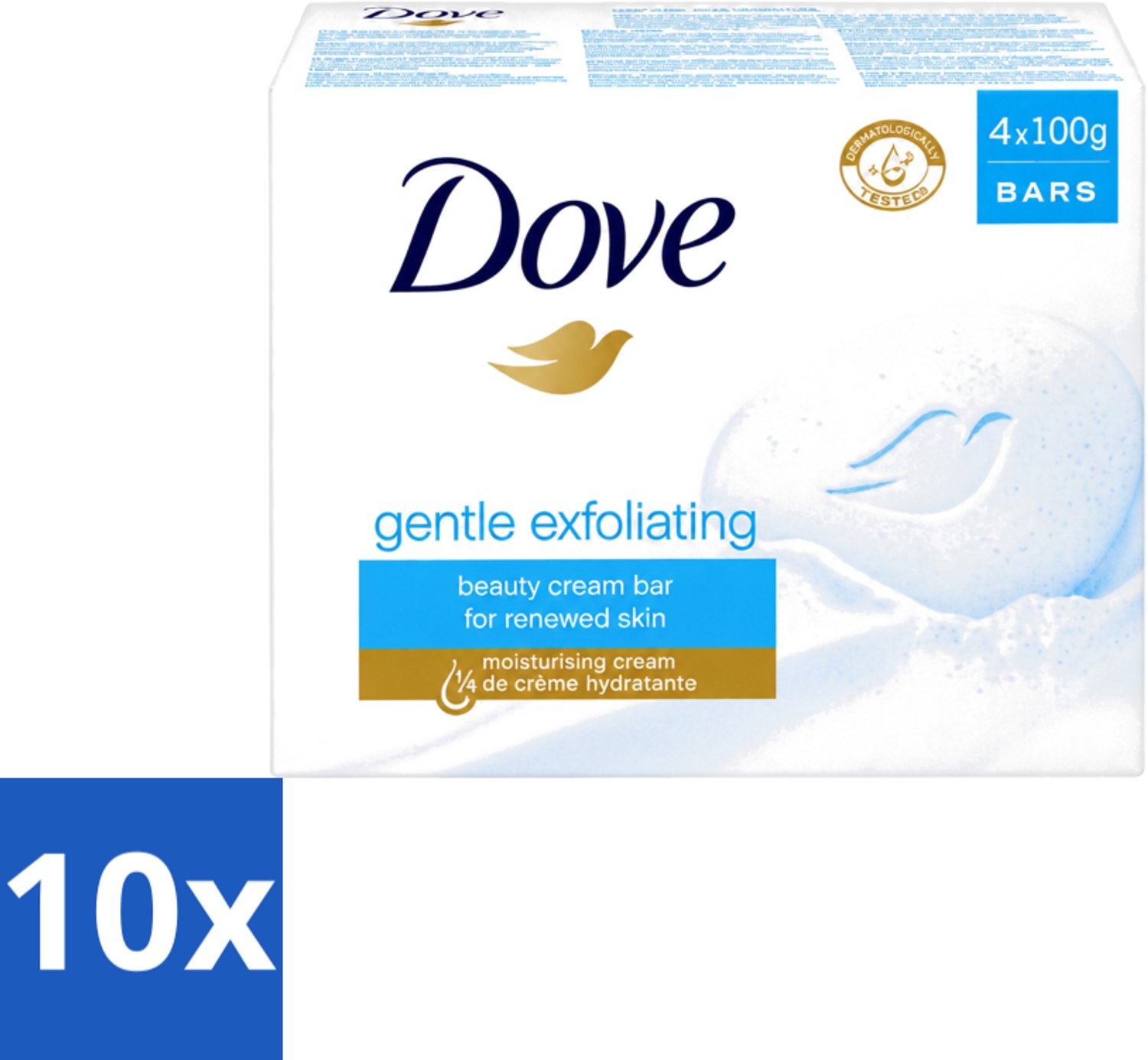 10 x Dove - Zeep - Gentle Exfoliating - Verfrissend - 4 x 100 g - Voordeelverpakking - 10 stuks