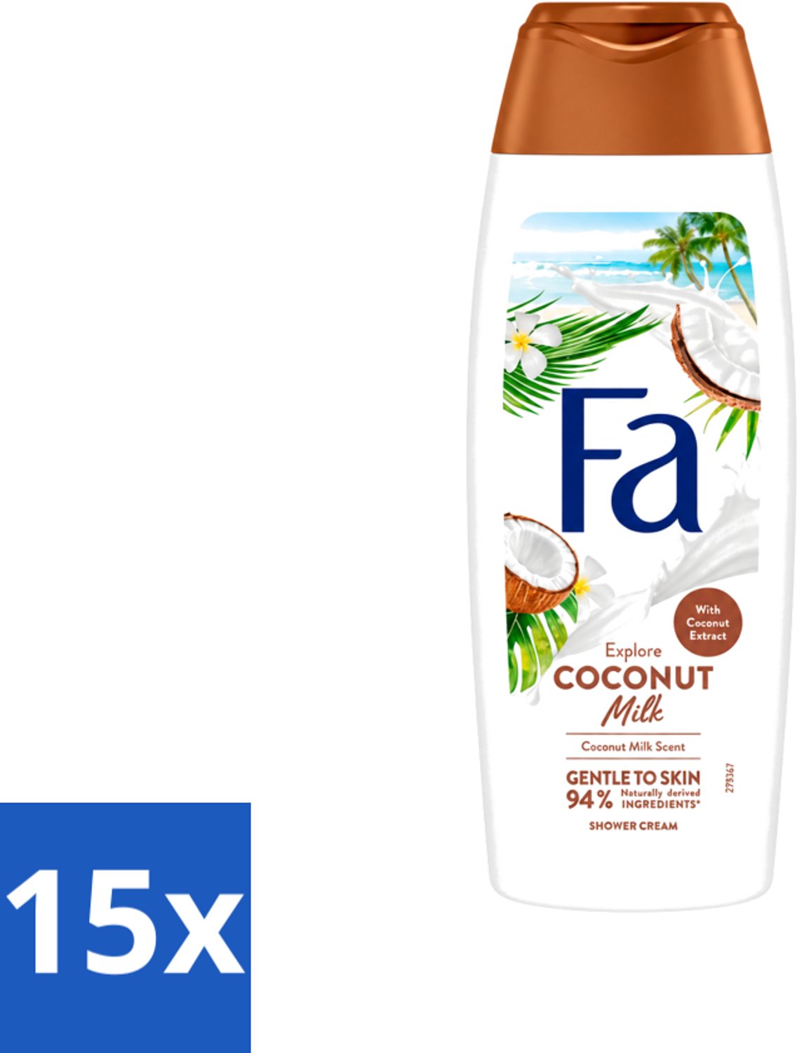 15 x Fa - Douchegel - Coconut Milk - Hydraterend & Kalmerend - Verzachtend - 250 ml - Voordeelverpakking - 15 stuks