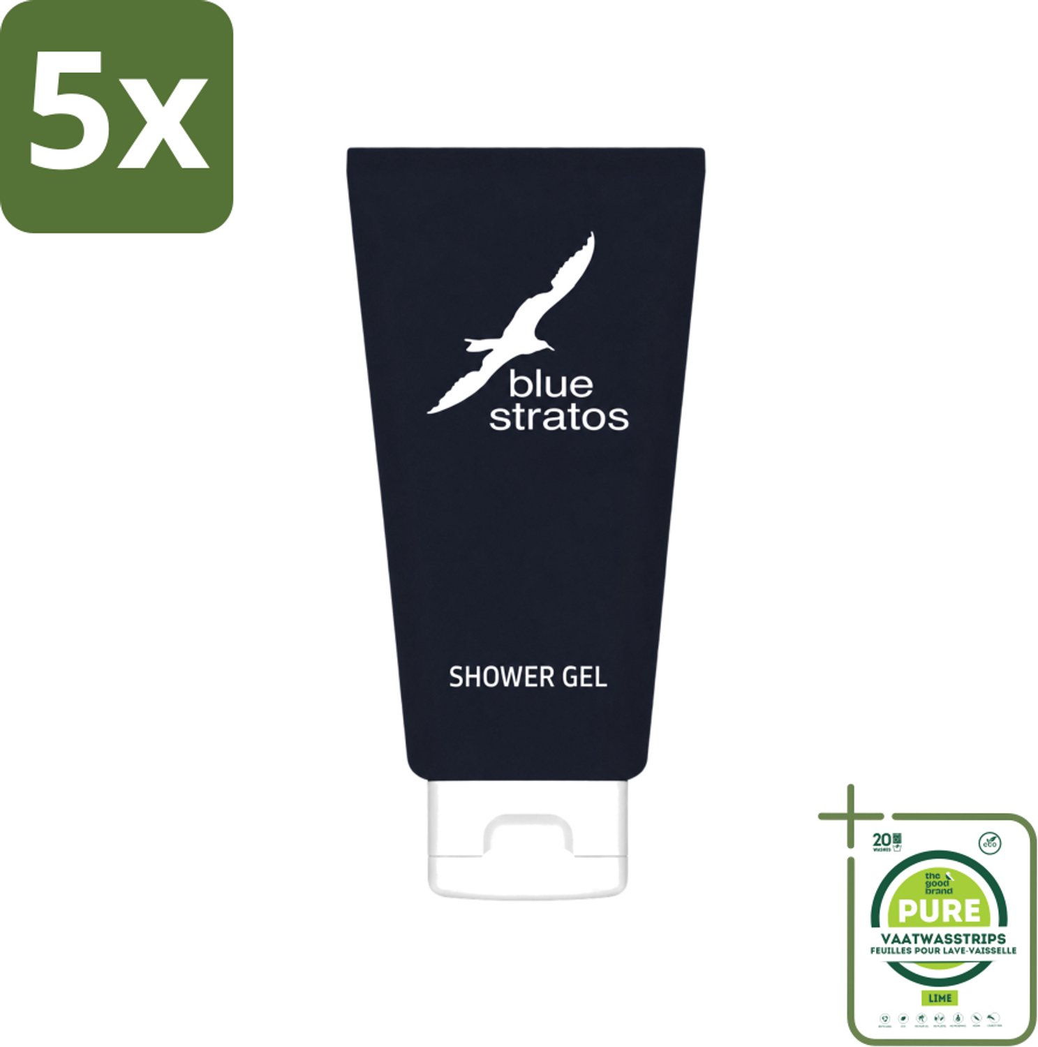 5 x Blue Stratos - Douchegel - Verfrissende Geur - 200 ml - Grootverpakking - Vaatwasstrips - Douchegel - Frisse Start - Klassieke Geur - Mannelijke Geur - Verfrissende Huid