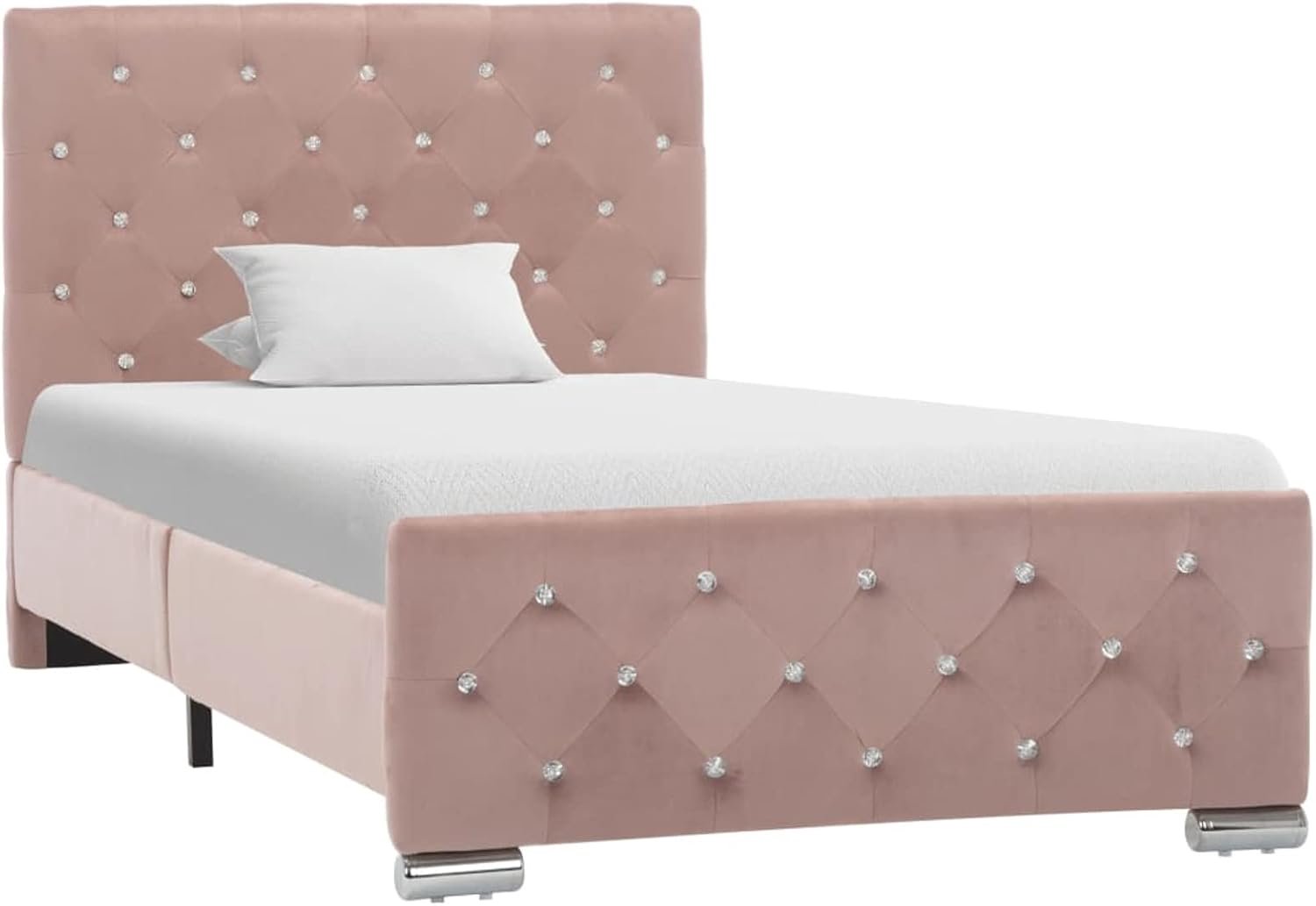 Roze, velours, 90 x 200 cm, bedframe, lattenbodem, volwassenen, lattenframe, slaapkamer