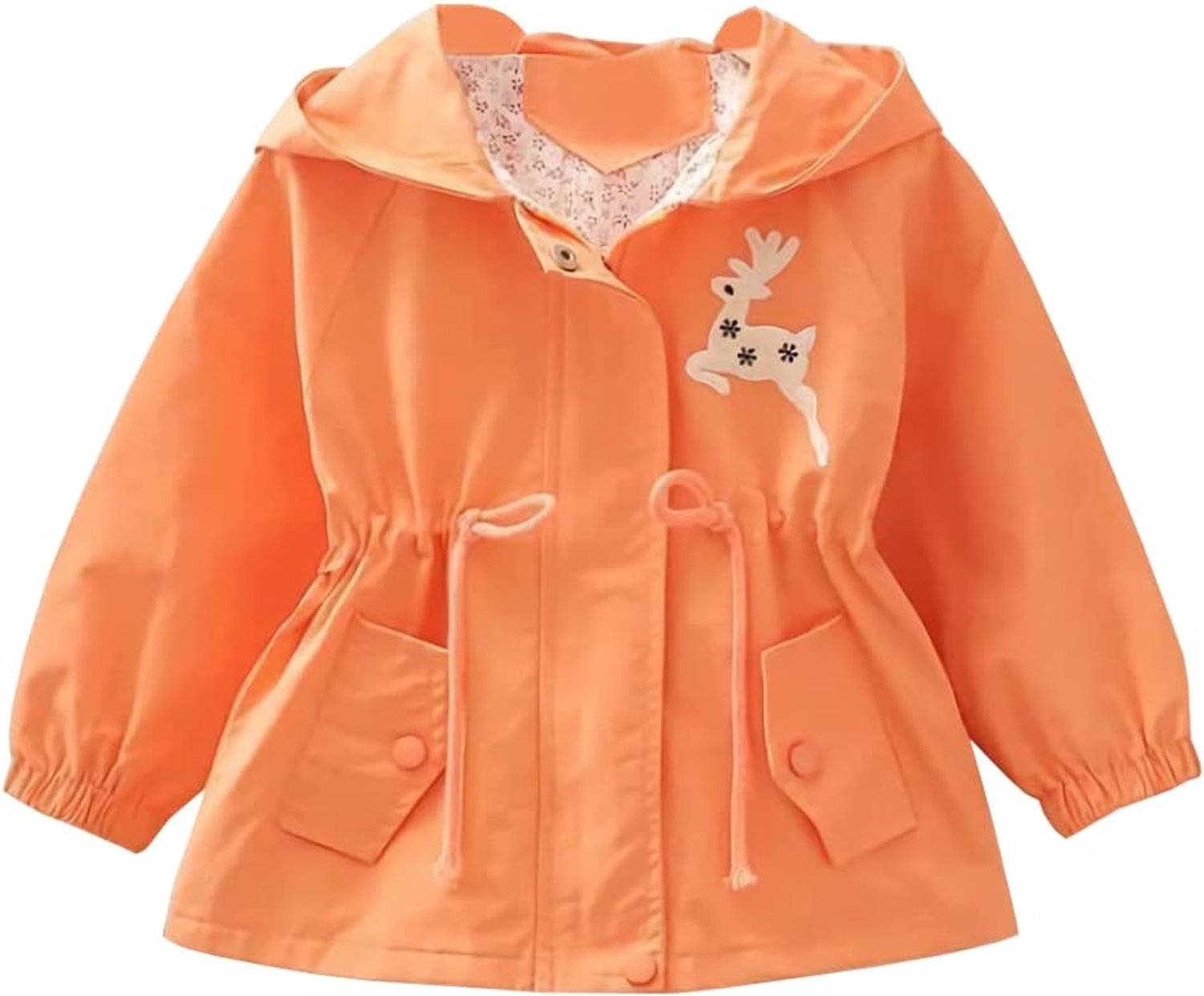Overgangsjas voor kinderen, meisjes, winddichte jas, outdoor windjack met capuchon, voor lente en herfst, oranje, 86 cm