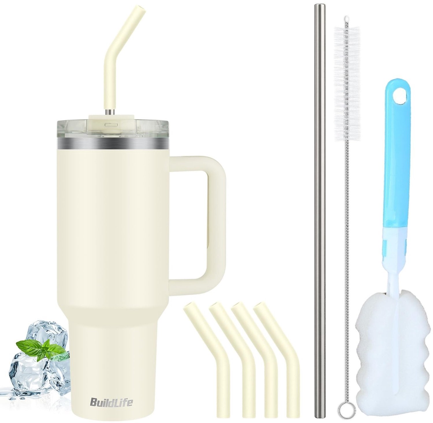 40oz Thermosbeker met Rietje en Handvat, 1200ml