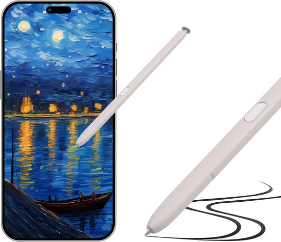 Capacitieve vervangende touchpen, compatibel met S25 Ultra 5G, hoge aanraakgevoeligheid, met reservepunten voor schrijven en tekenen, zonder Bluetooth, lichtgrijs — afbeelding 3