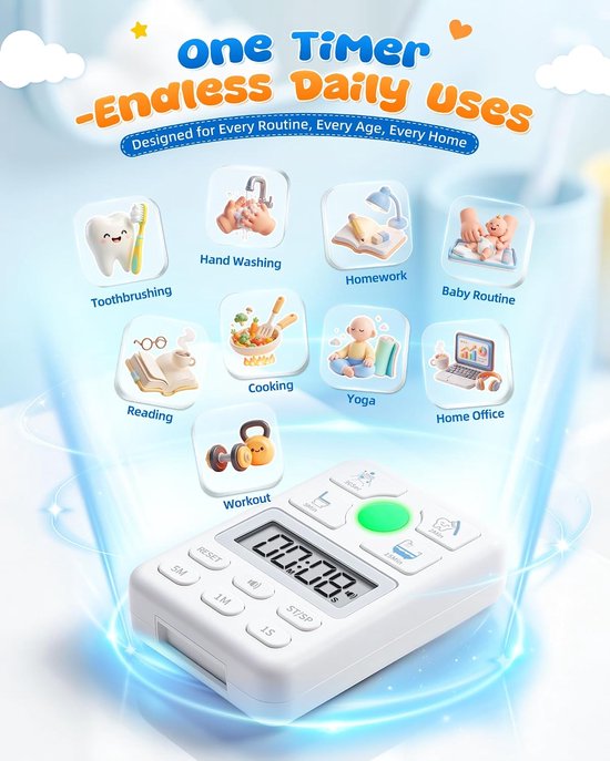 Timer voor Kinderen 4 in 1, Rood Groen Licht, Borstelen Potty Douche Timer — afbeelding 2