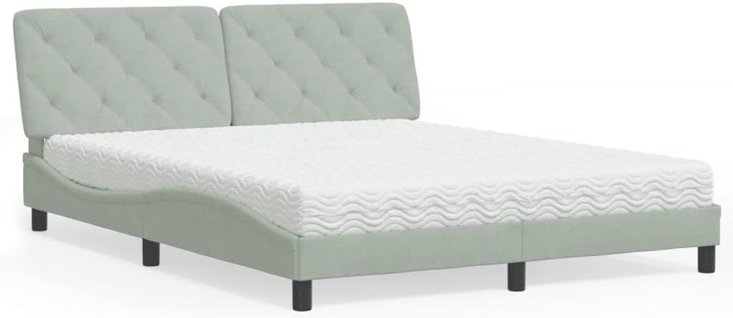 Bed met matras Multiplex lattenbodem 160x200 cm Lichtgrijs