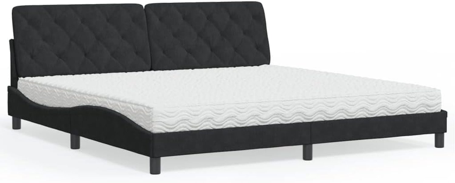 Fluweel bed met matras comfortabele ondersteuning 200x200 cm zwart