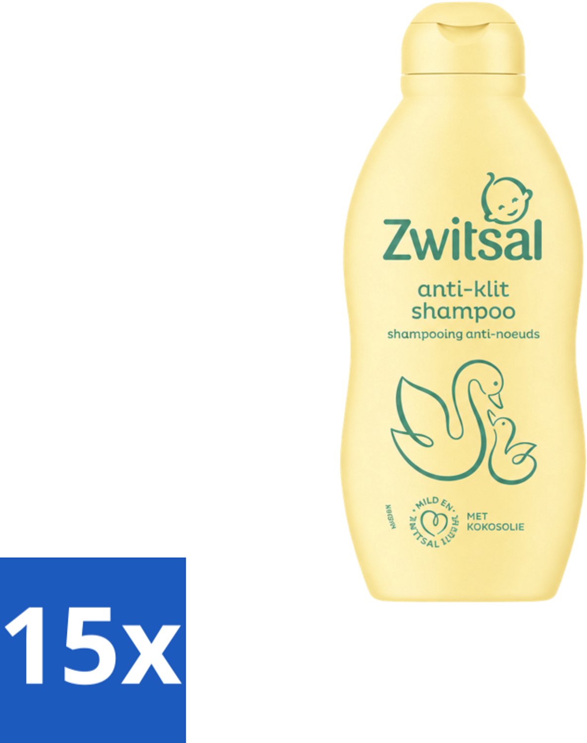 15 x Zwitsal – Shampoo – Anti Klit – 200 ml - Voordeelverpakking - 15 stuks