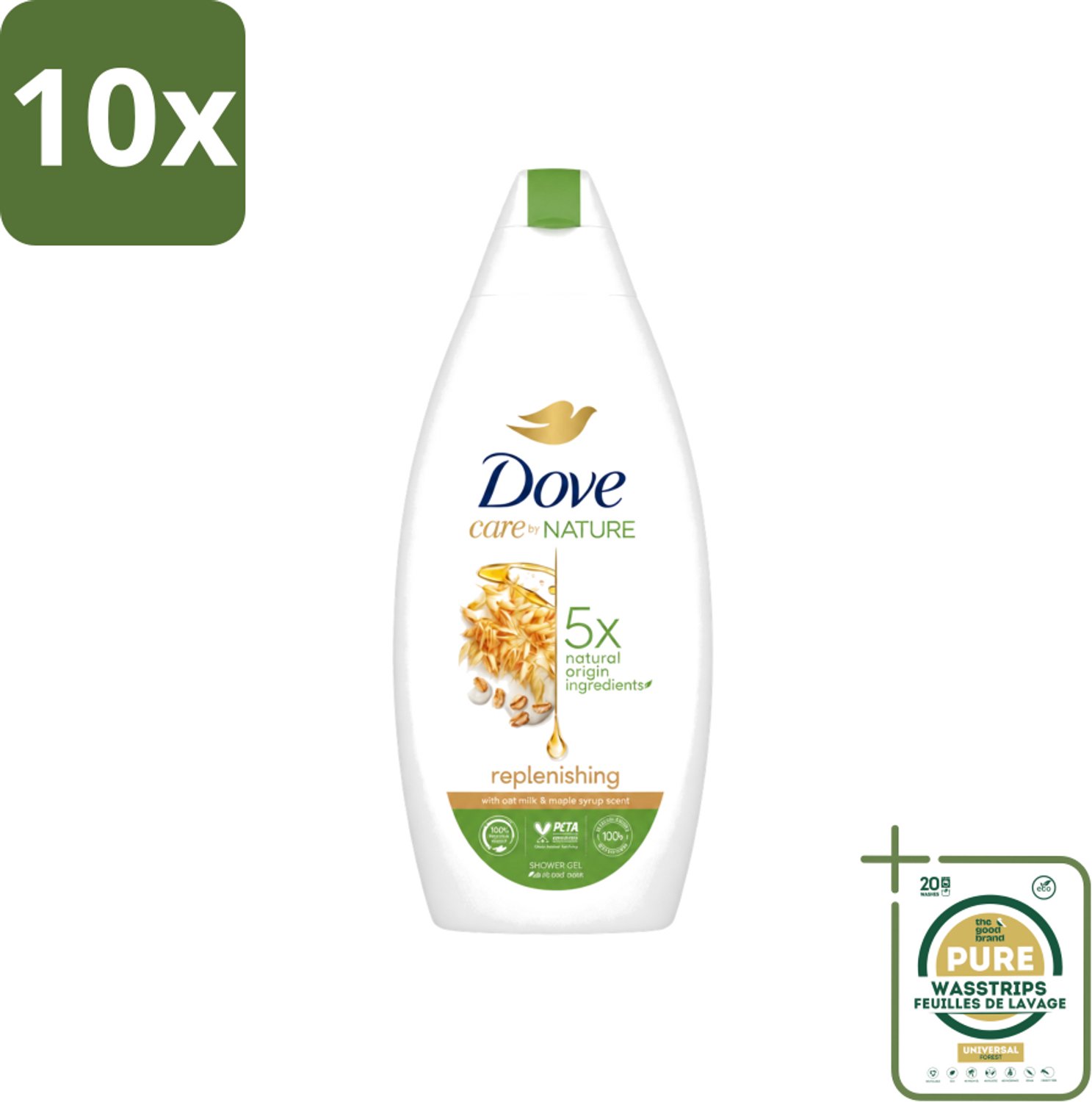 10 x Dove - Douchegel - Replenishing - Hydraterend en verzorgend - 400 ml - Wasstrips - Douchegel - Hydratatie - Huid Verzorging - Zachte Huid - Schuim