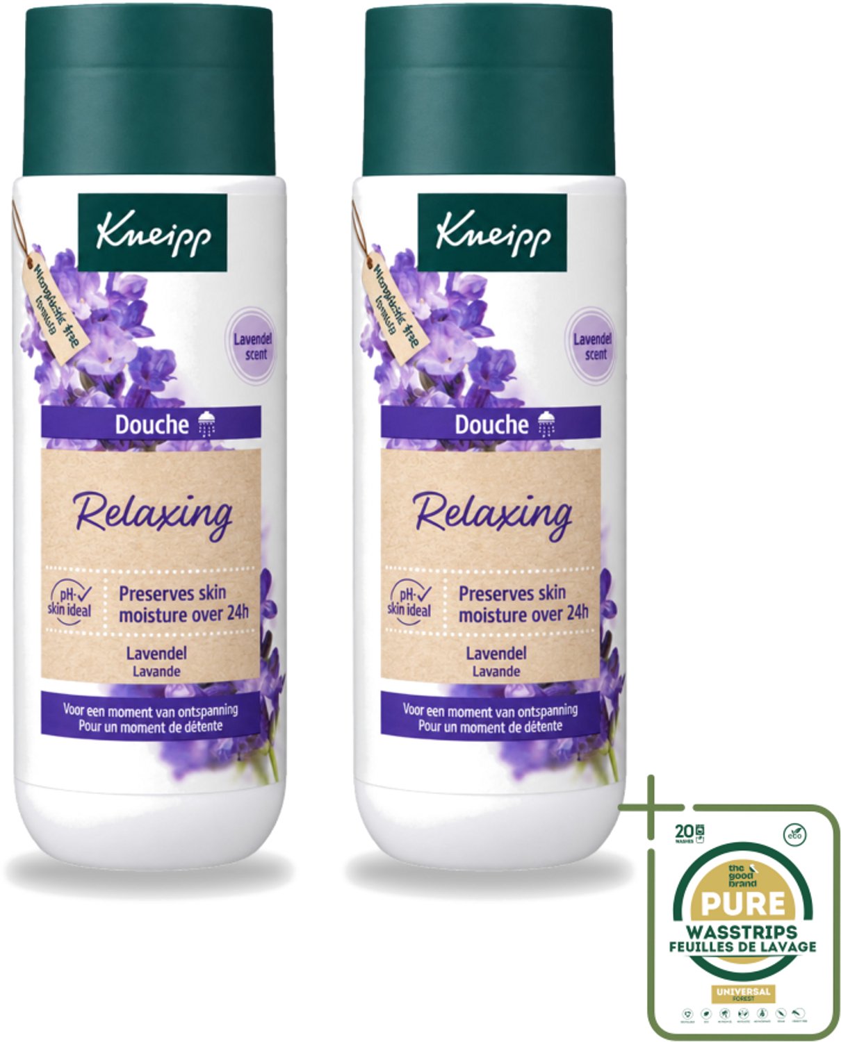 2 x Kneipp - Douchegel - Relaxing - Ontspannende Geur - 200 ml - Wasstrips - Douchegel - Ontspannende Douchegel - Lavendel Douchegel - Natuurlijke Douchegel - Huidverzorging