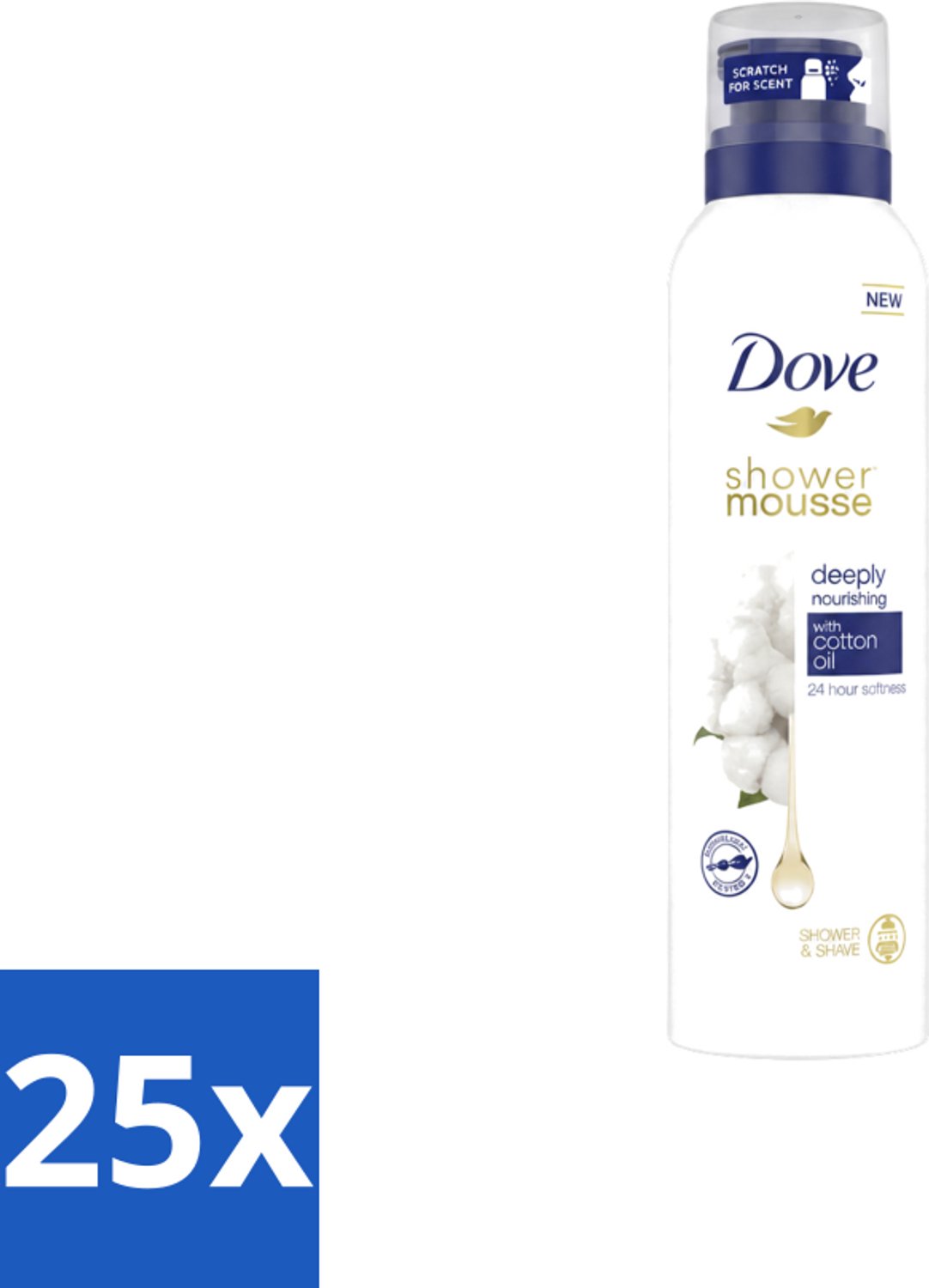 25 x Dove – Douchefoam – Deeply Nourishing Cotton Oil – 200 ml - Voordeelverpakking - 25 stuks