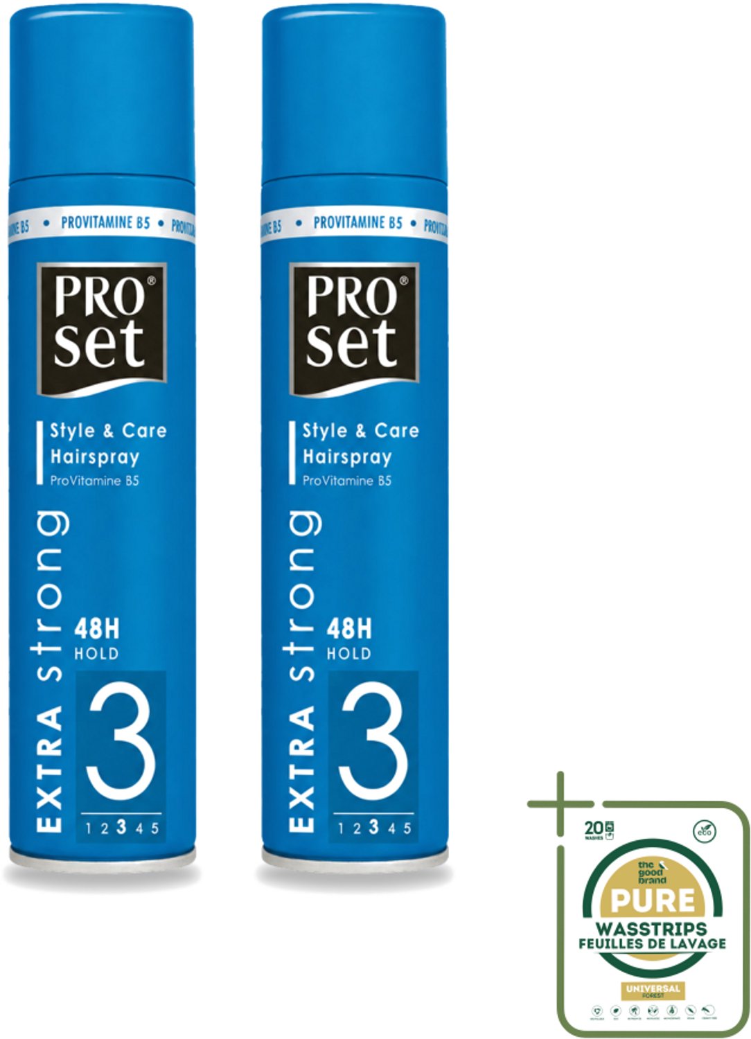2 x Proset - Haarspray - Extra Sterk - 48 uur Werking - 300 ml - Wasstrips - Haarspray - 48 Uur Fixatie - Extra Sterk Haarspray - Haarspray Met Vitaminen - Haarspray Voor Langdurige Fixatie