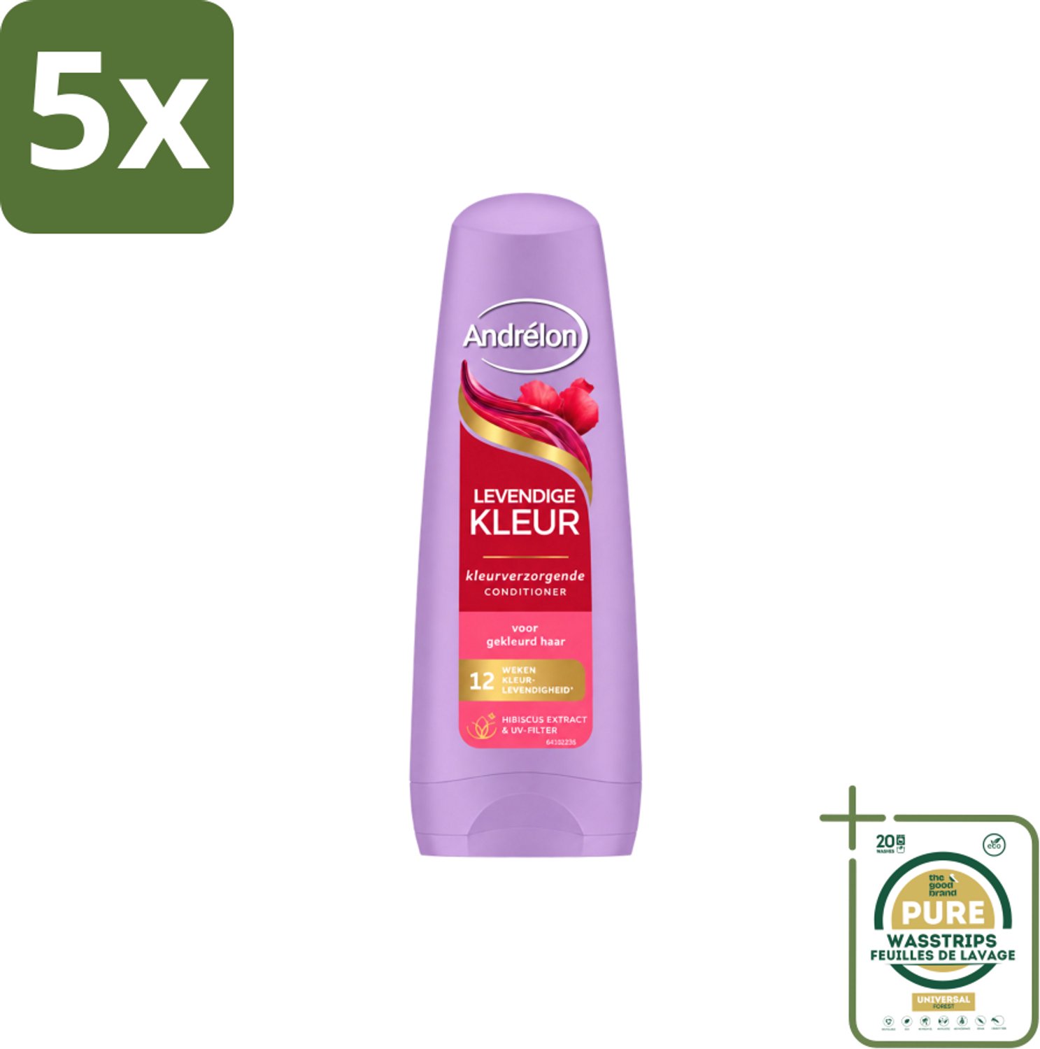 5 x Andrélon – Conditioner – Levendige Kleur – 200 ml - Wasstrips - Kleurvervanging - Haarkleur Bescherming - UV-filter - Hibiscus Extract - Haarkleur Levendigheid