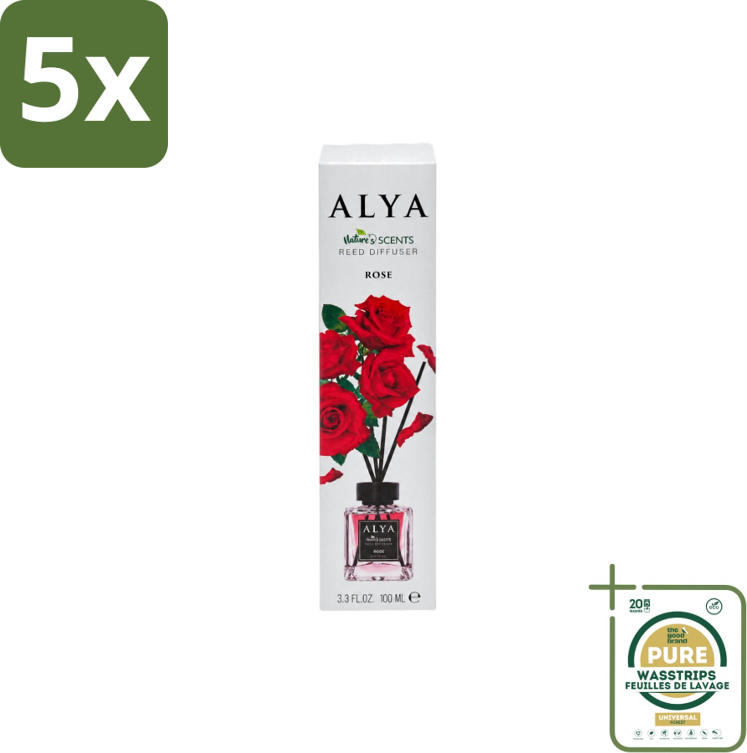 5 x Alya – Geurdiffuser – Rose – Interieurparfum - Wasstrips - Geurstokjes - Geurdiffuser - Geur - Geurverspreiding - Geur Olie