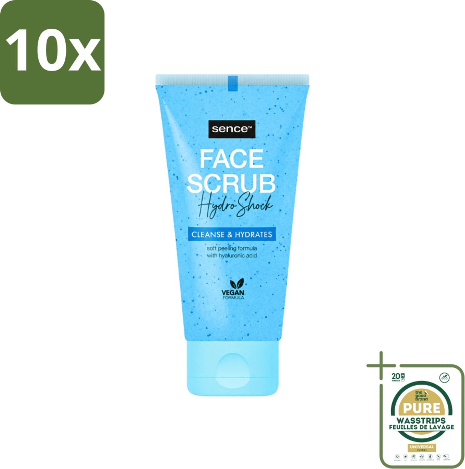 10 x Sence - Alle Huidtypes - Gezichtsscrub - Exfoliërend - 150 ml - Wasstrips - Gezichtsscrub - Exfolieer - Huidverzorging - Huidscrub - Huidverzorging