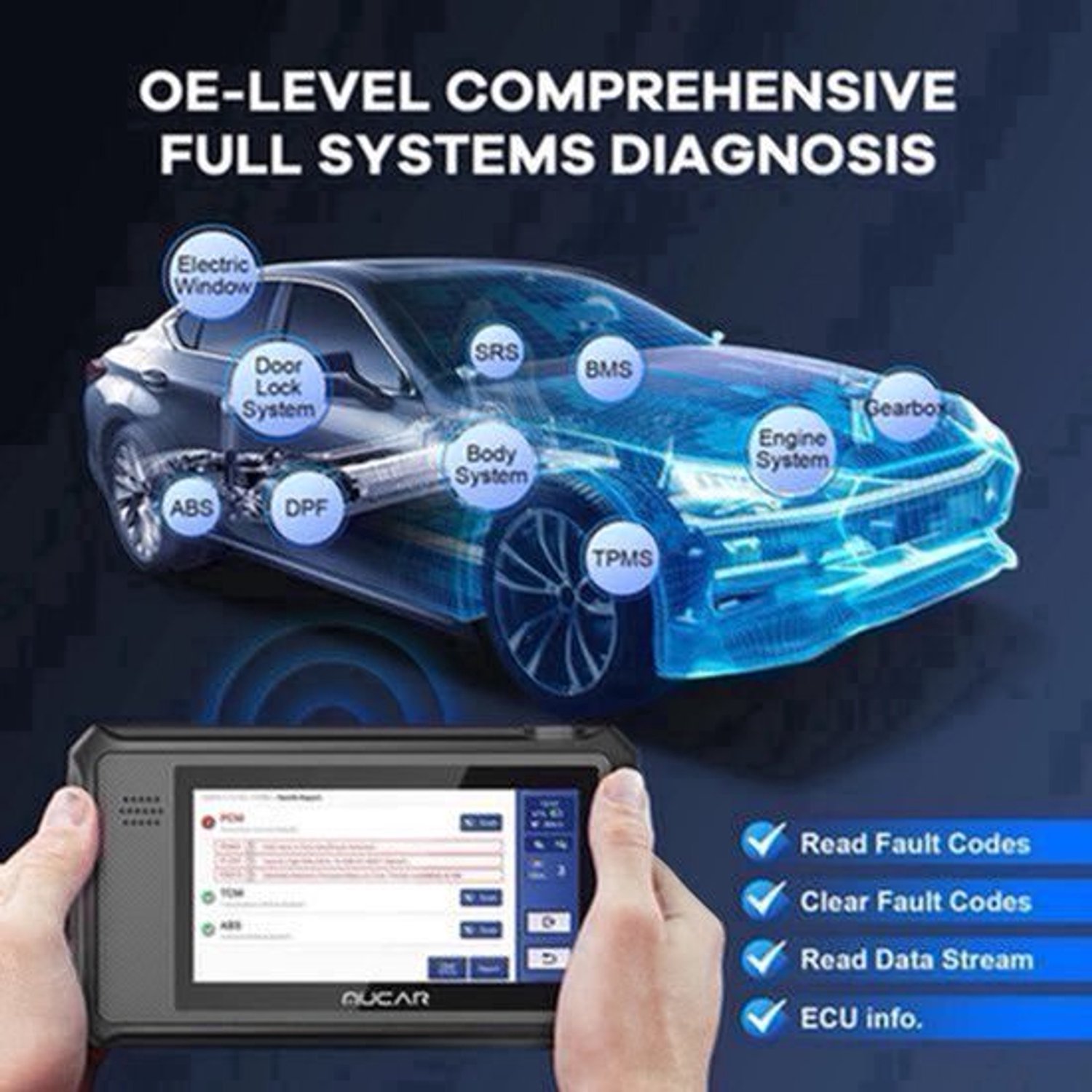 OBD2-scanner - Diagnosecomputer - Slimme diagnosetool - Foutverwijdering - Volledig systeemdiagnosetool - 28 Reset - Levenslange gratis upgrade - Zwart