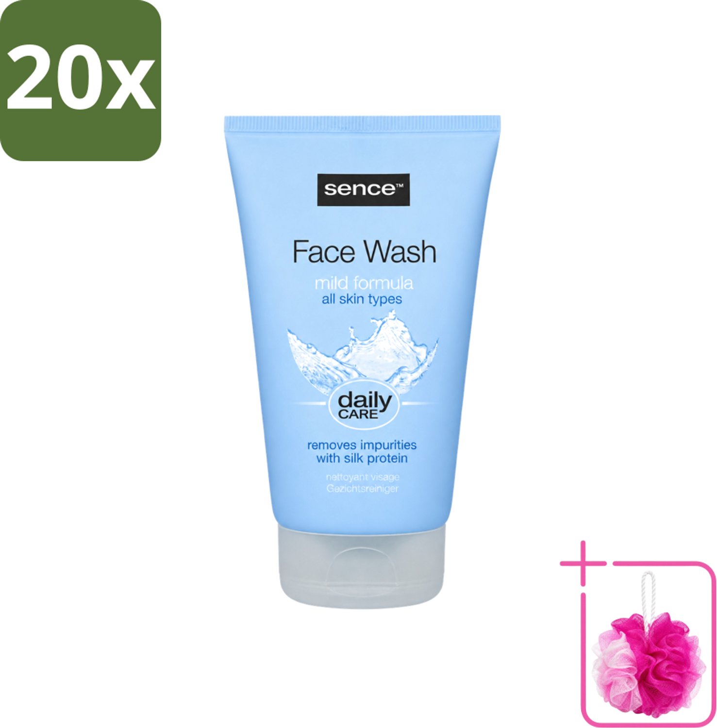 20 x Sence - Alle Huidtypes - Face Wash - Verfrissend - 150 ml - Bulkverpakking - Face wash - Douchemop - Huid reinigen