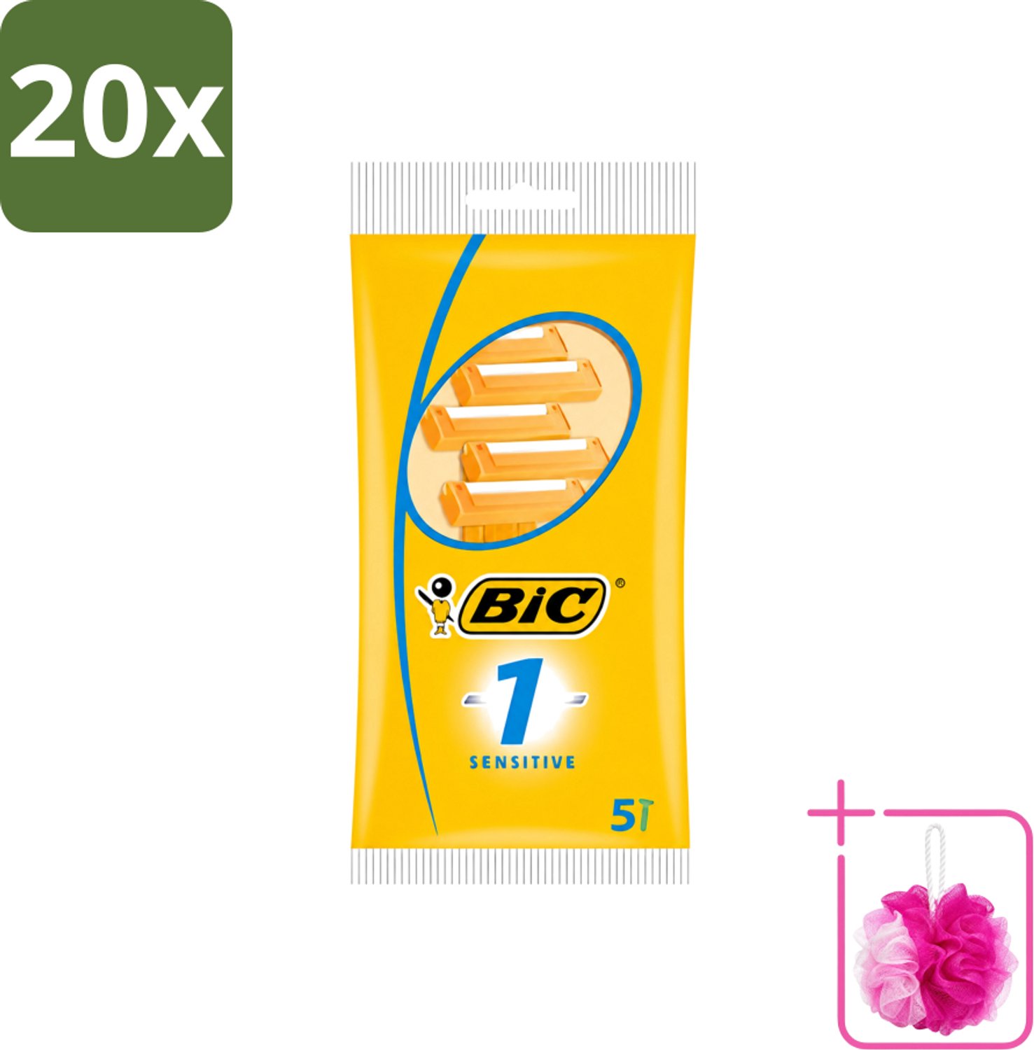 20 x Bic - Scheermesjes - Sensitive - Enkel Mesje - Wegwerpmesjes - 5 Scheermesjes - Bulkverpakking - Gevoelige huid - Douchemop - Wegwerpscheermes